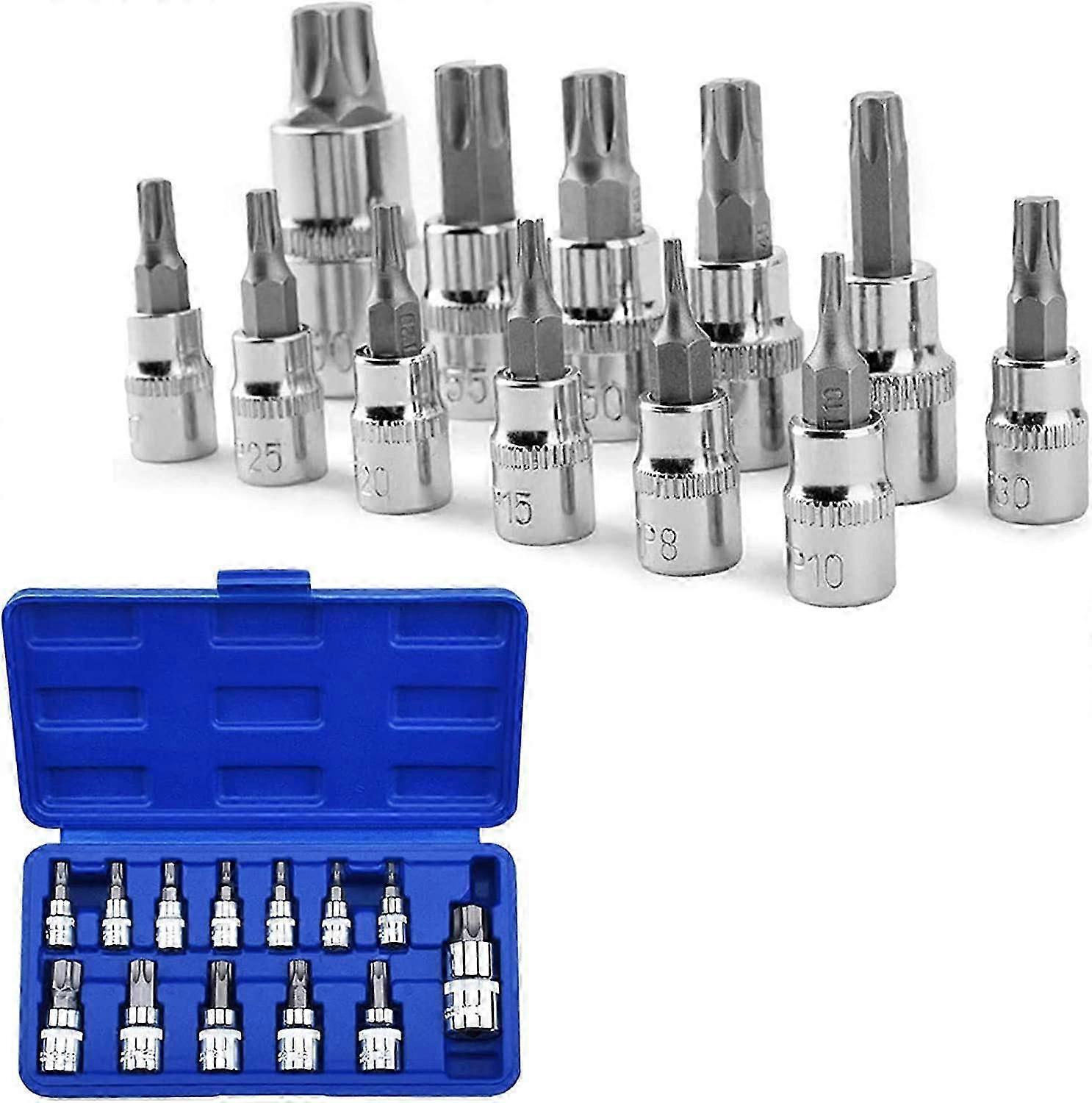 13 Pieces Torx Socket Set T8-T70 S2 Steel, Torx Bit Star Torx Socket Hexagonal Torx Socket Torx Bit Set