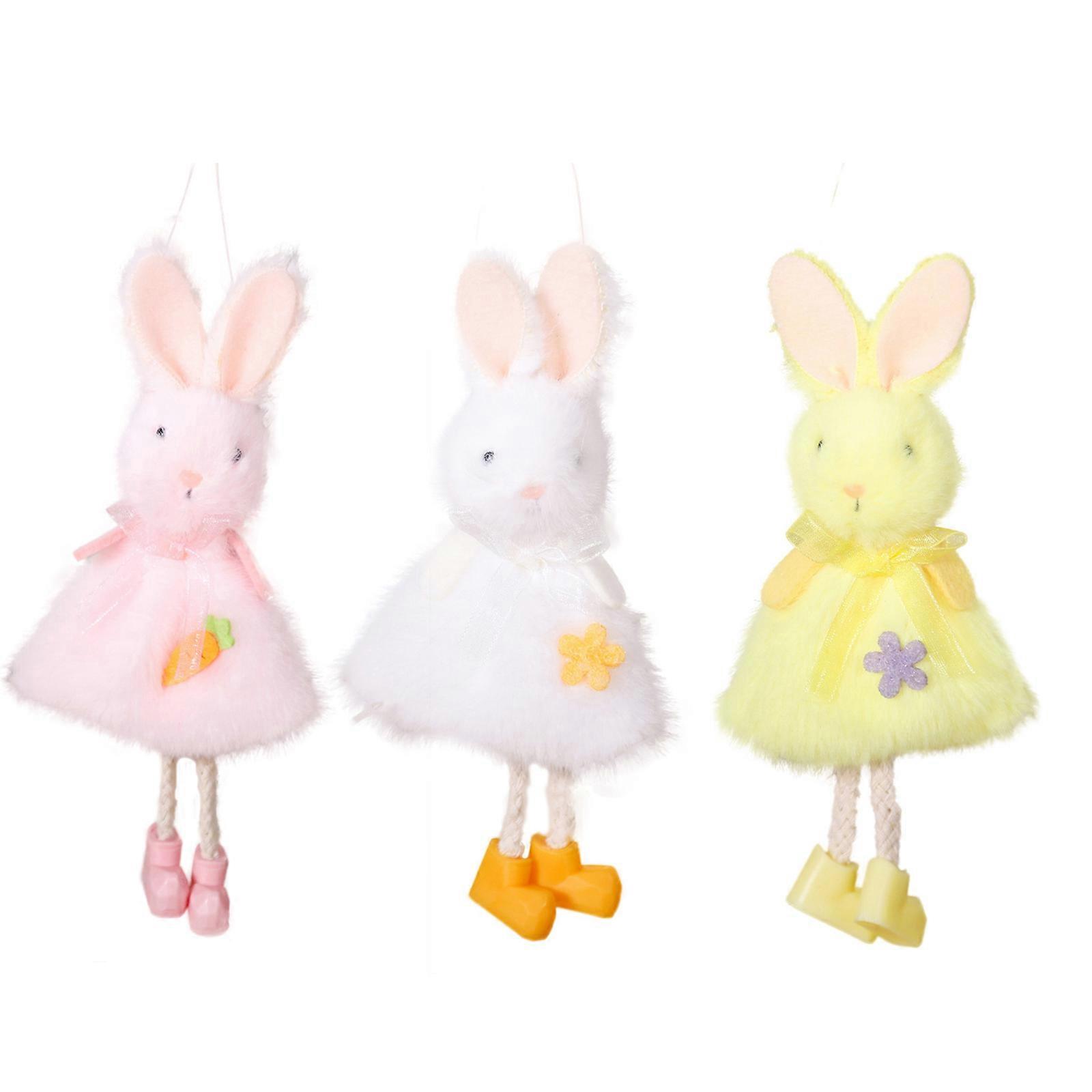 Pack of 3 Adorable Easters Rabbit Ornament Multi Color Rabbit Hanging Decorations for Easters Event and Parties