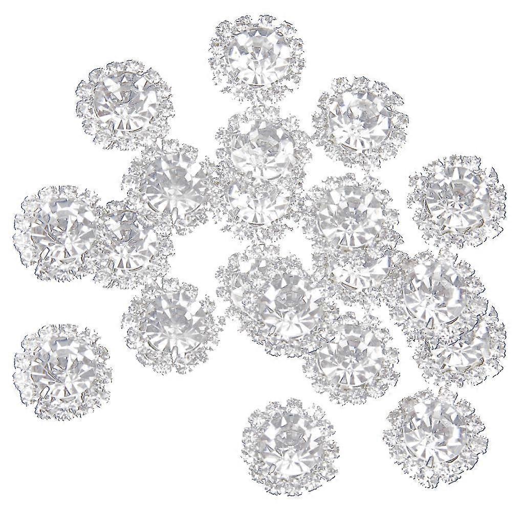 20pcs Clear Crystal Rhines Button Flatback Decoration DIY 15mm