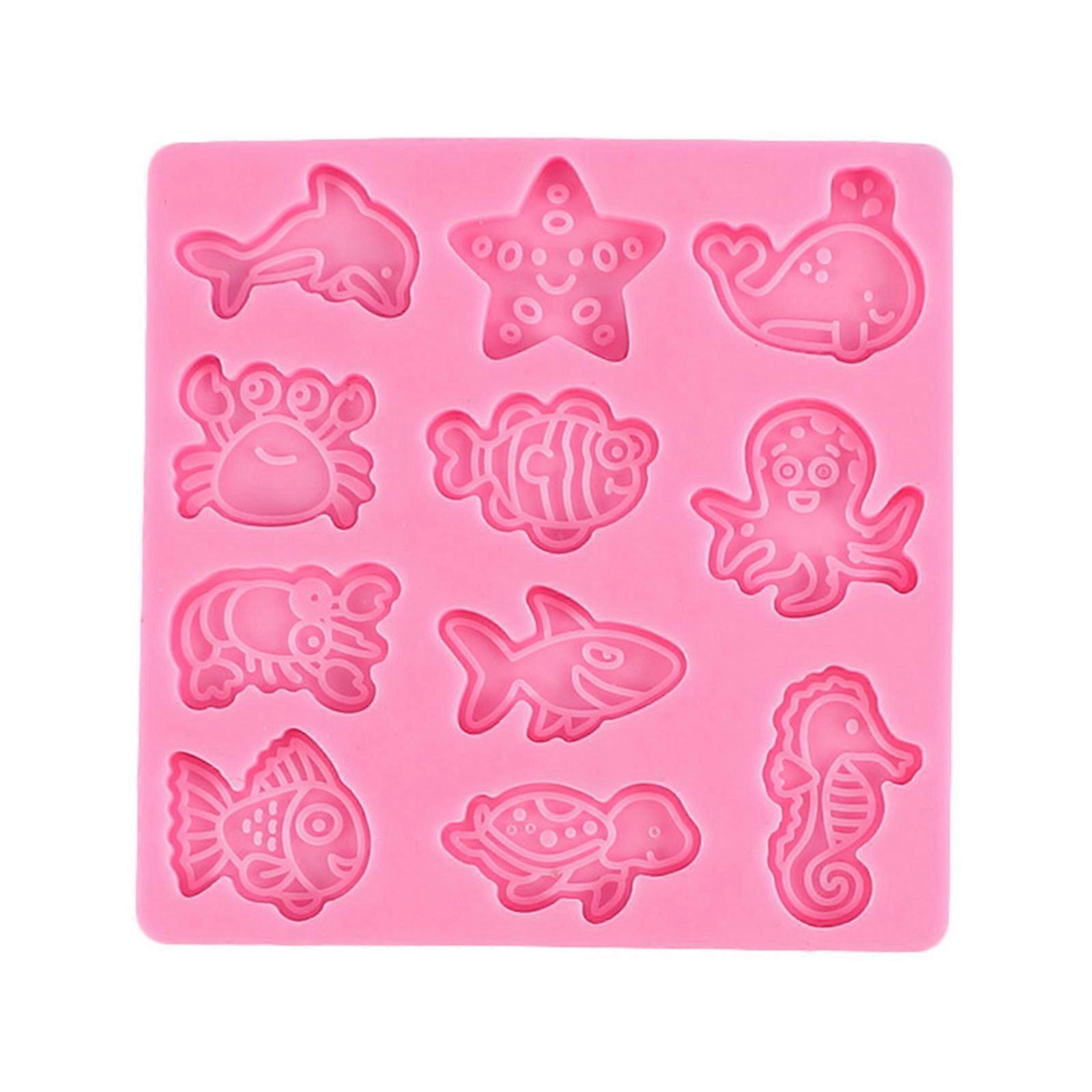 DIY Fondant Silicone Material Mold Clay Soft Pottery DIY Marine Series Modeling Mold Sea for Turtle Fish Dolphin Shape M