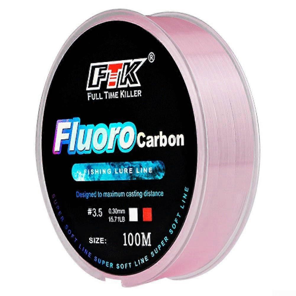 Fluorocarbon Fishing Line 100m, 0.26mm Diameter, 5.4kg Test, Pink, Balanced for Smooth Casting