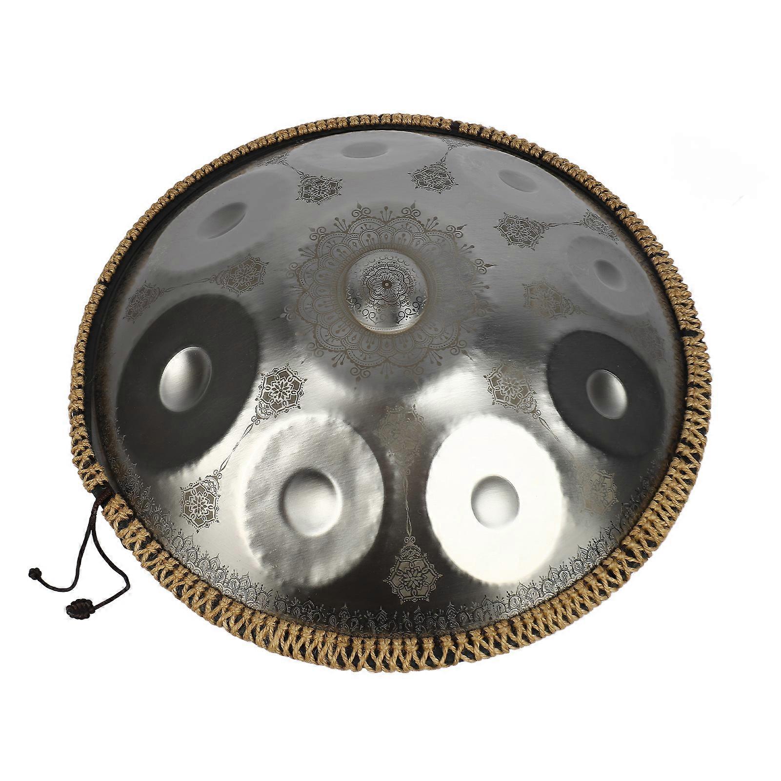 Mini Handpan Drum C Tone 9 Notes 17.3in Alloy Steel Silver