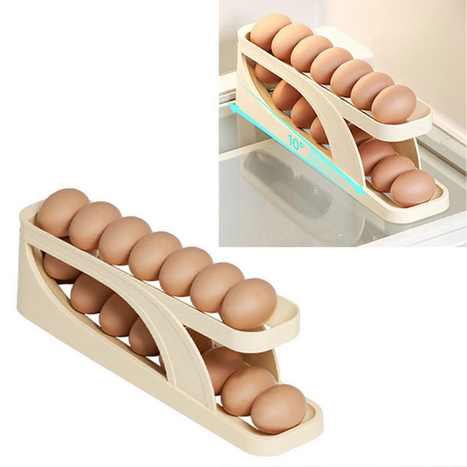 Rolling Egg Dispenser Dual Layer Plastic Egg Holder for Fridge