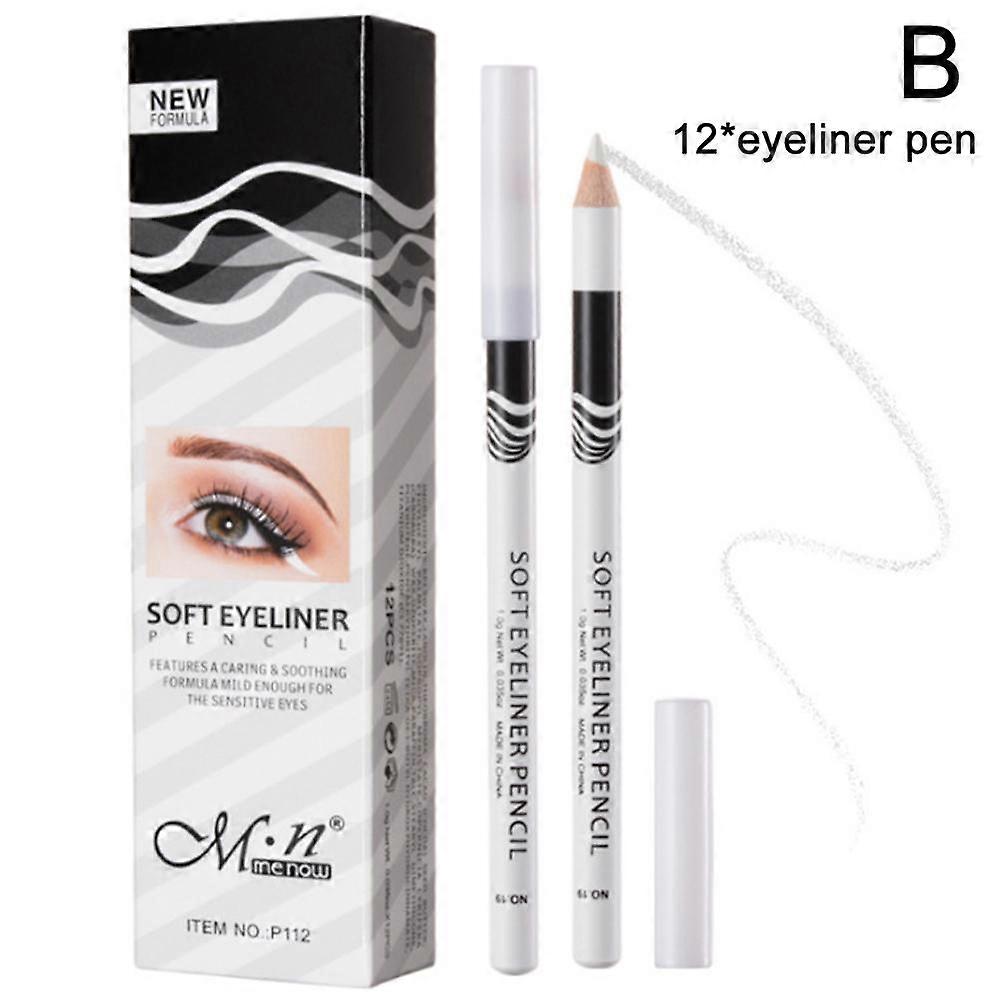 12pcs per set (B)$White waterproof eyeliner for brightening the eyes