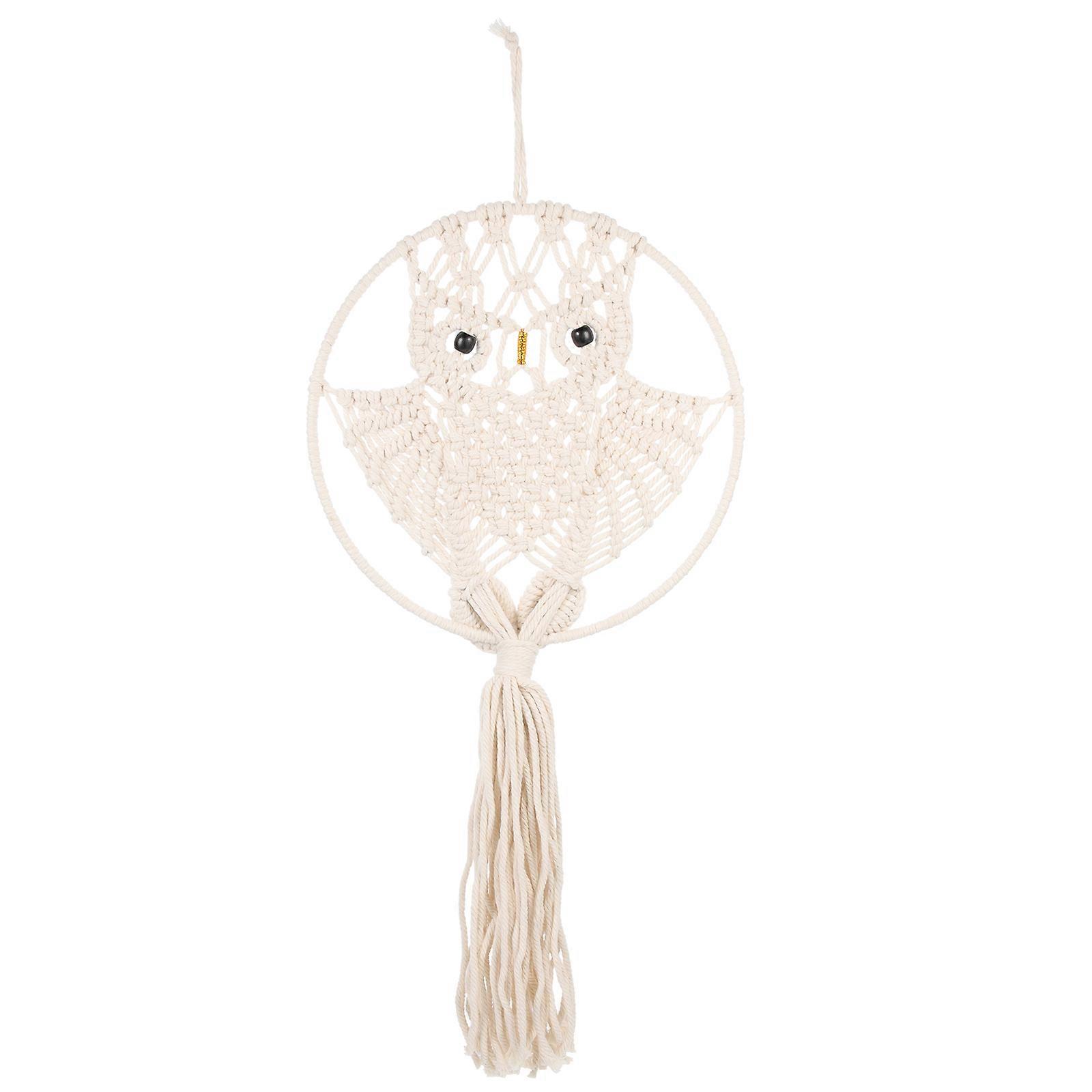 It sounds like you're describing a **Bohemian style owl tapestry wall hanging with macramé details** — a versatile and artistic piece perfect for
