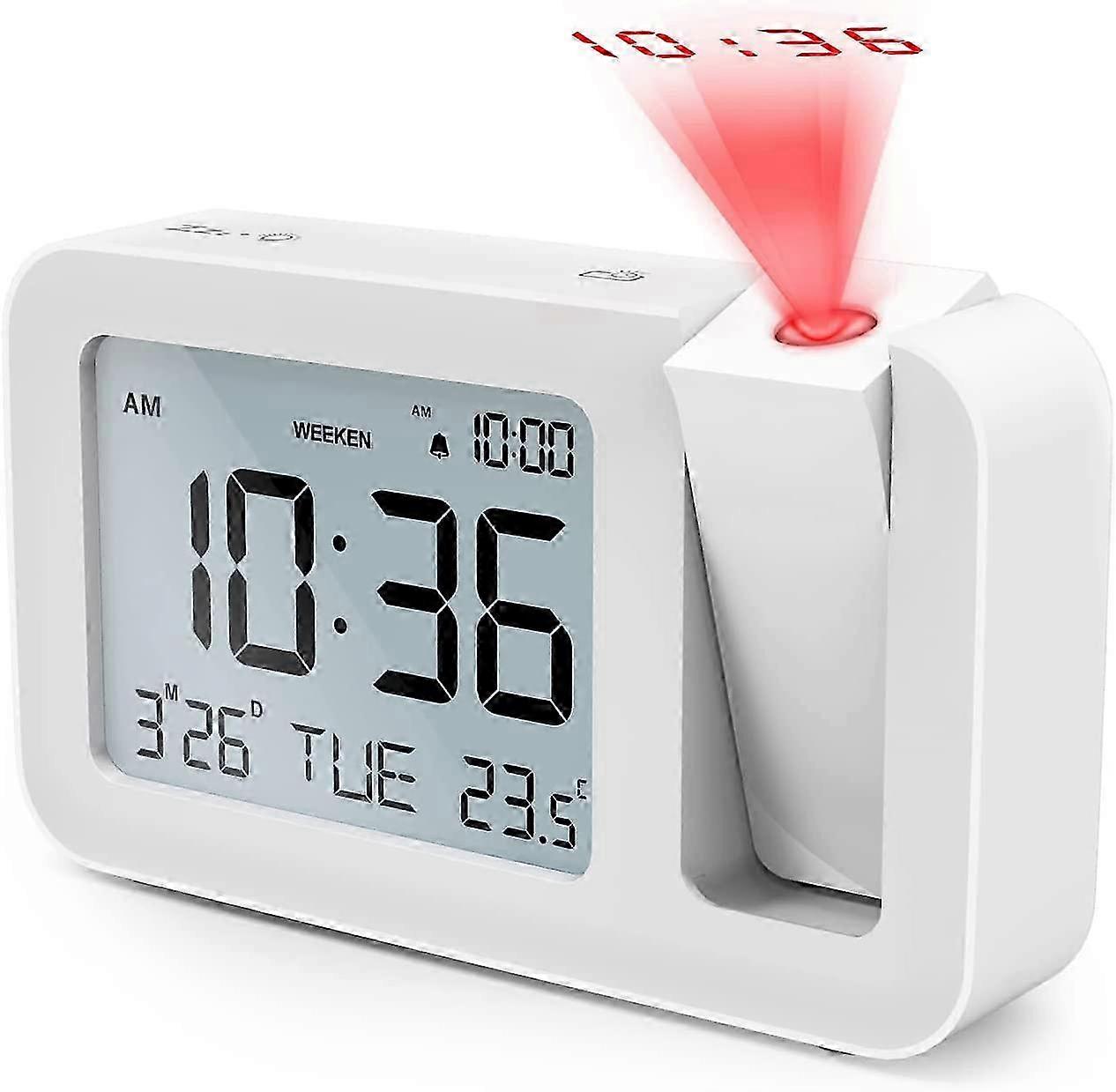 Portable 6.5" LED Mirror Alarm Clock - 3 Dimming Modes, White/Black