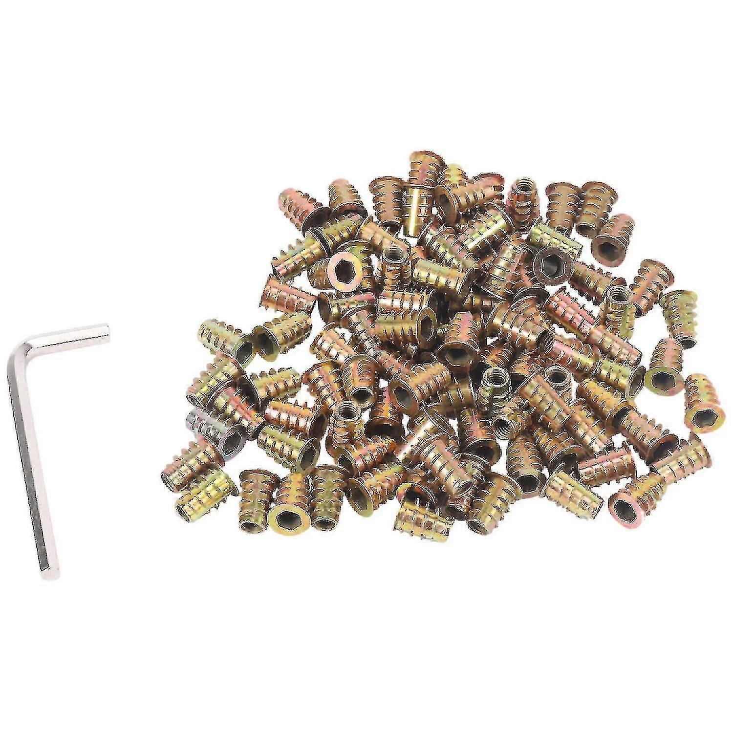 100pcs M6 X 15mm Furniture Screw In Nut Threaded Wood Inserts Fastener Connector Hex Socket Drive