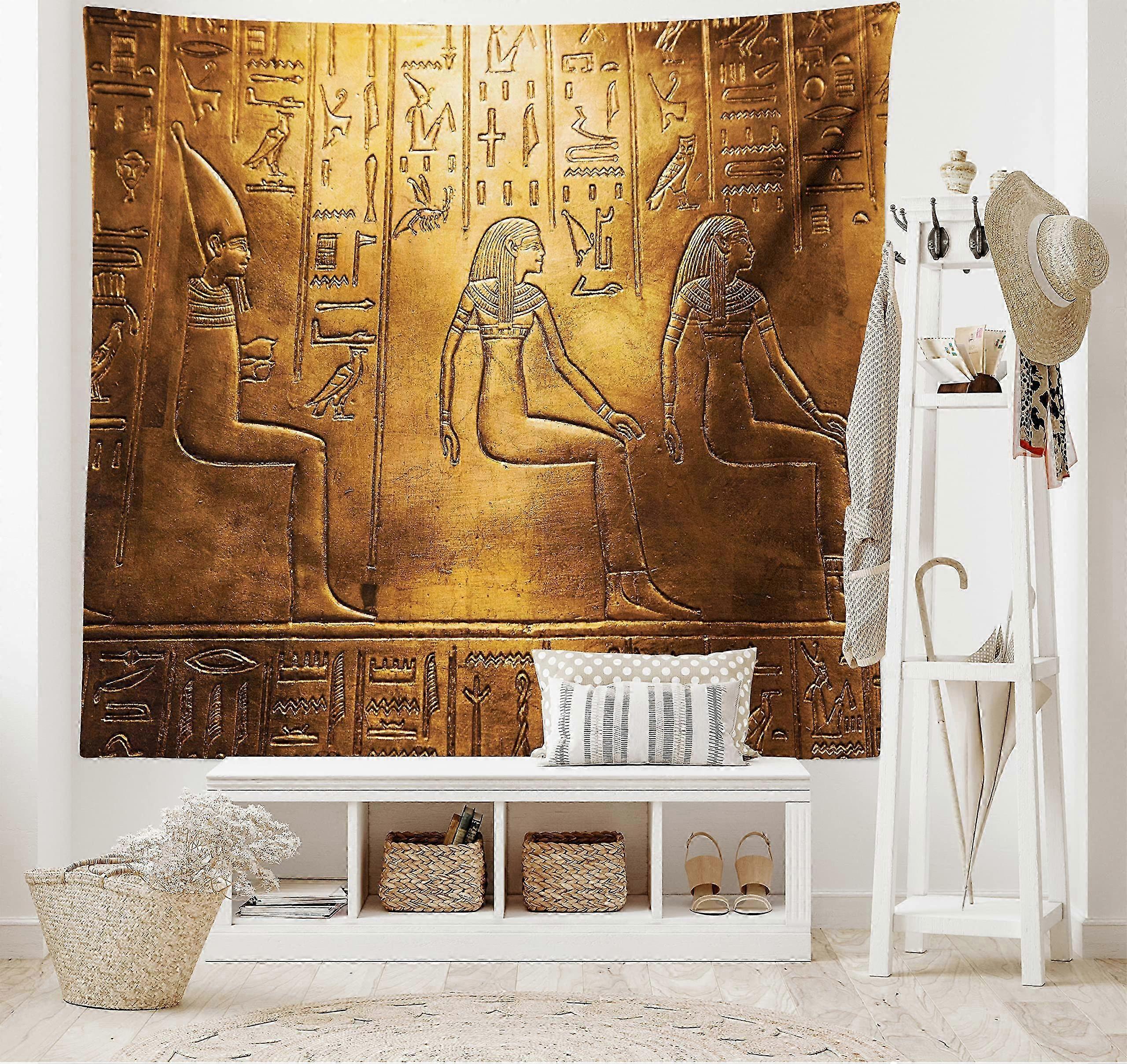 Egyptian printing goblen, corn hieroglyphics oldgraphic details alphabetical elements, wall hanging decor 2025