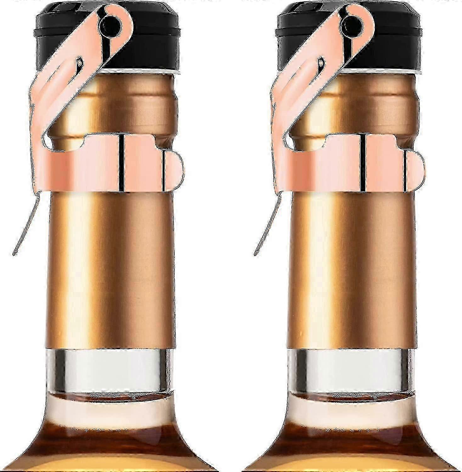 Champagneprop, 2stk Rustfrit Stål Vinprop til Cava Prosecco - Rose Guld
