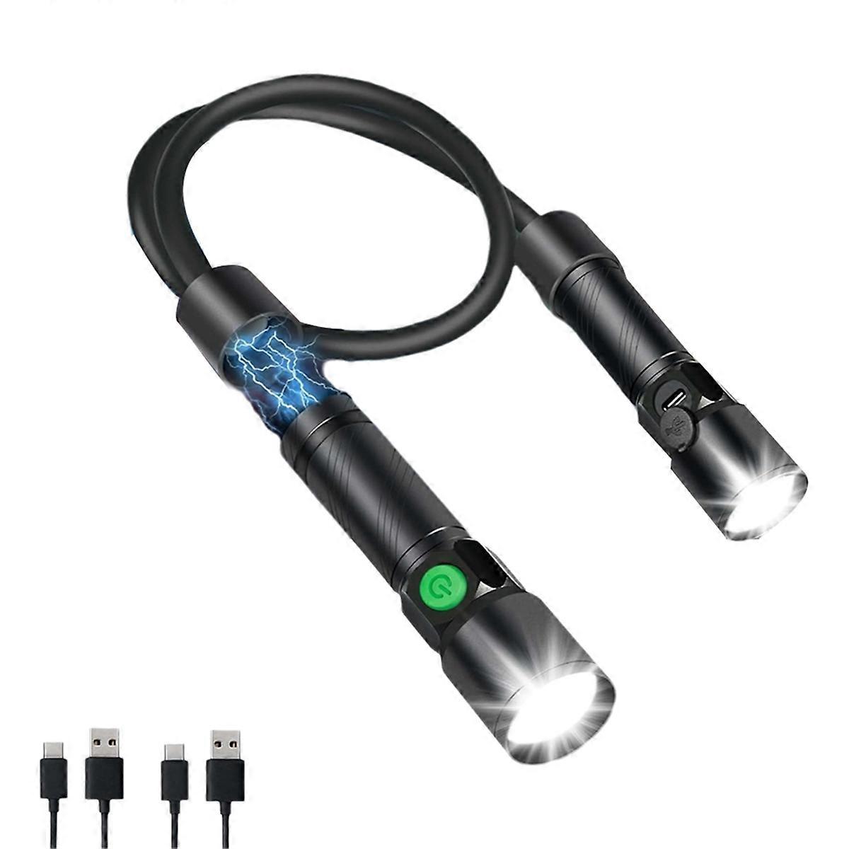 LED Neck Light, Rechargeable Neck Flashlight with Magnetic Base, Detachable Neck Work Light for Car