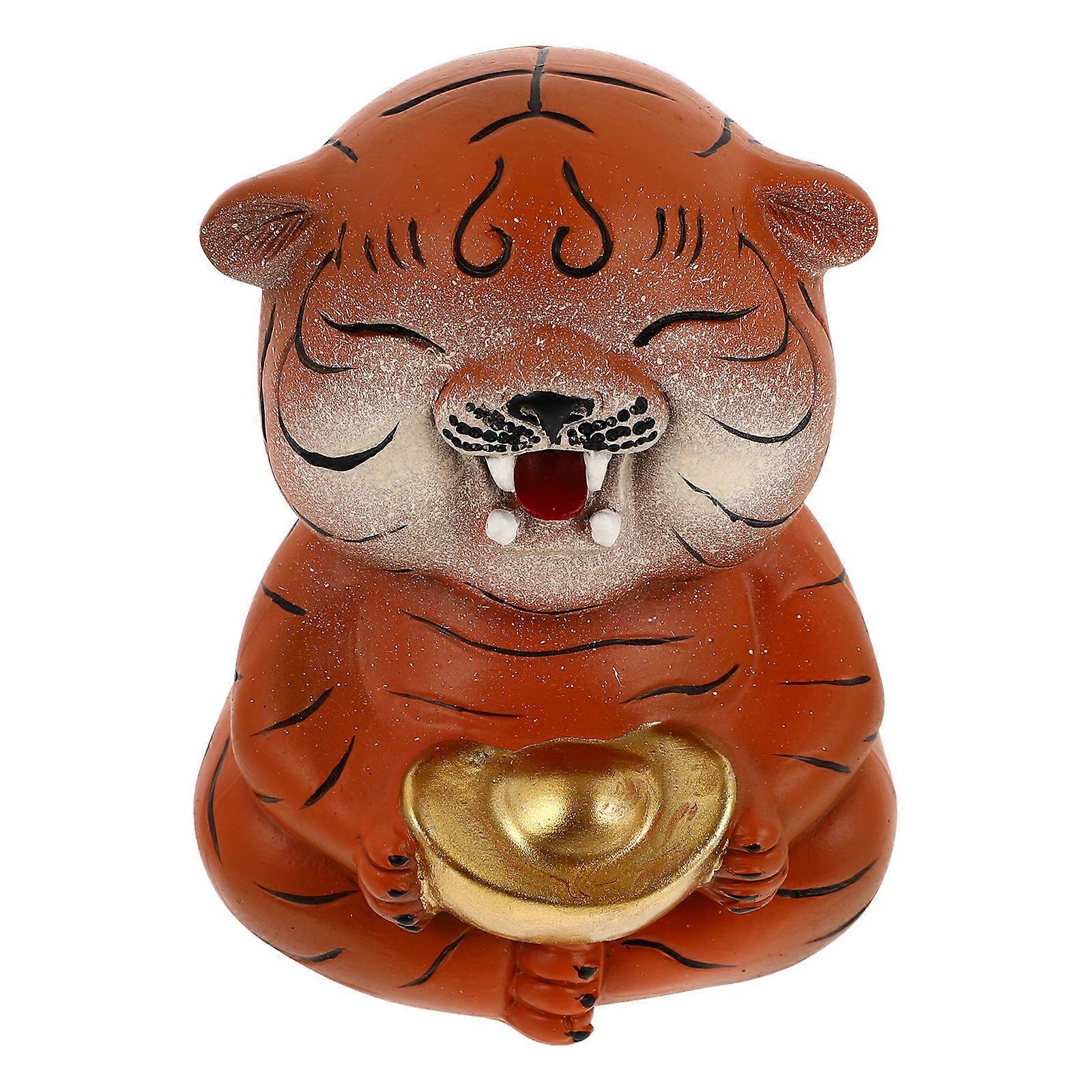 Tiger Shaped Coin Jar Ceramic Piggy Bank For Birthday Holiday New Year Tabletop Decoration 1Set