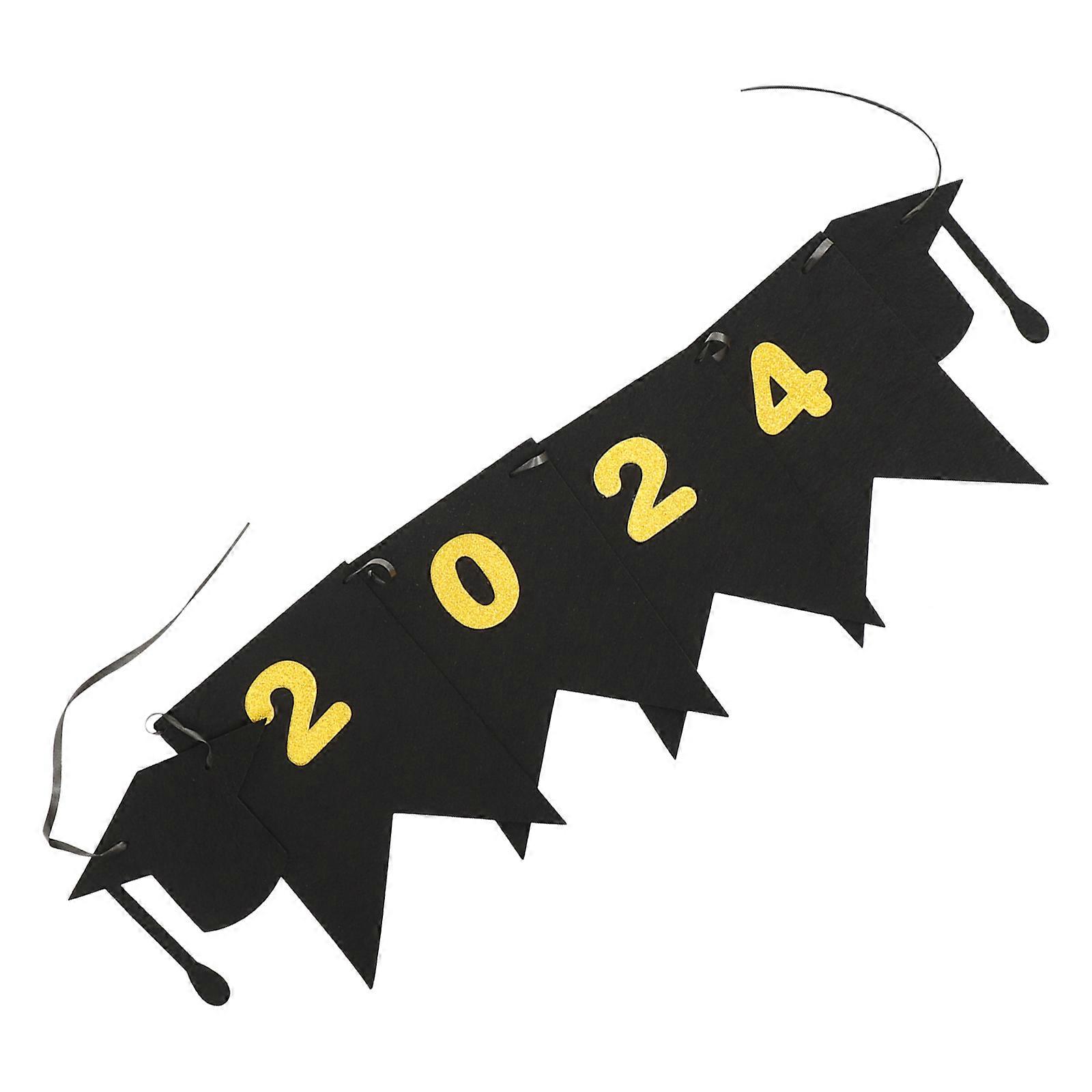 Graduation Party Banners Fabric Bunting Banner Felt Cloth 2024 Graduation Pull Flag Festive Atmosphere Simple Structure 1Set