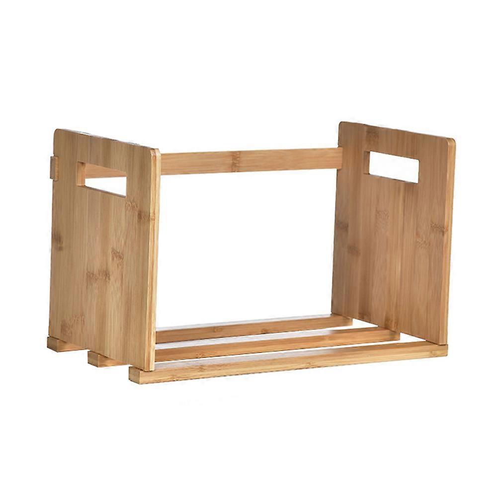 Bamboo Book Organizer Retractable Desktop Storage Prevent Burrs Home Office Use 1Set