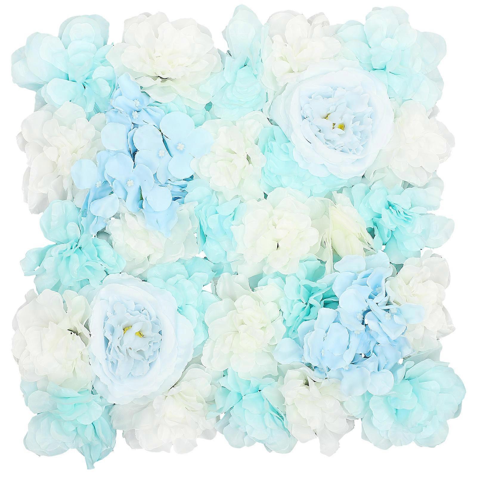 Flower Wall Decor Artificial Flower Wall Panel Multi Color Realistic Style Square Grids Shape Backdrop 1Set