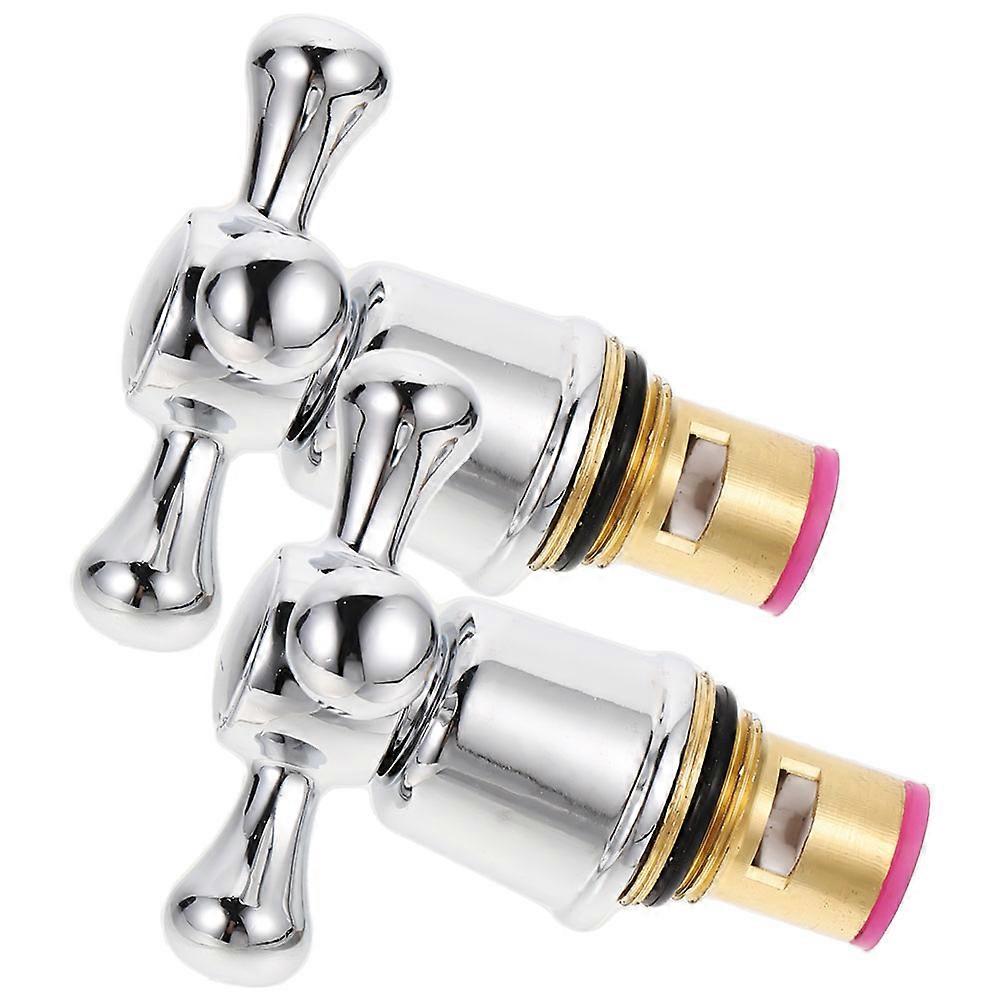 Handle Wheel Replacement Faucet Handle Cross Shape Silver 2Pcs For Faucet Accessory Easy Installation
