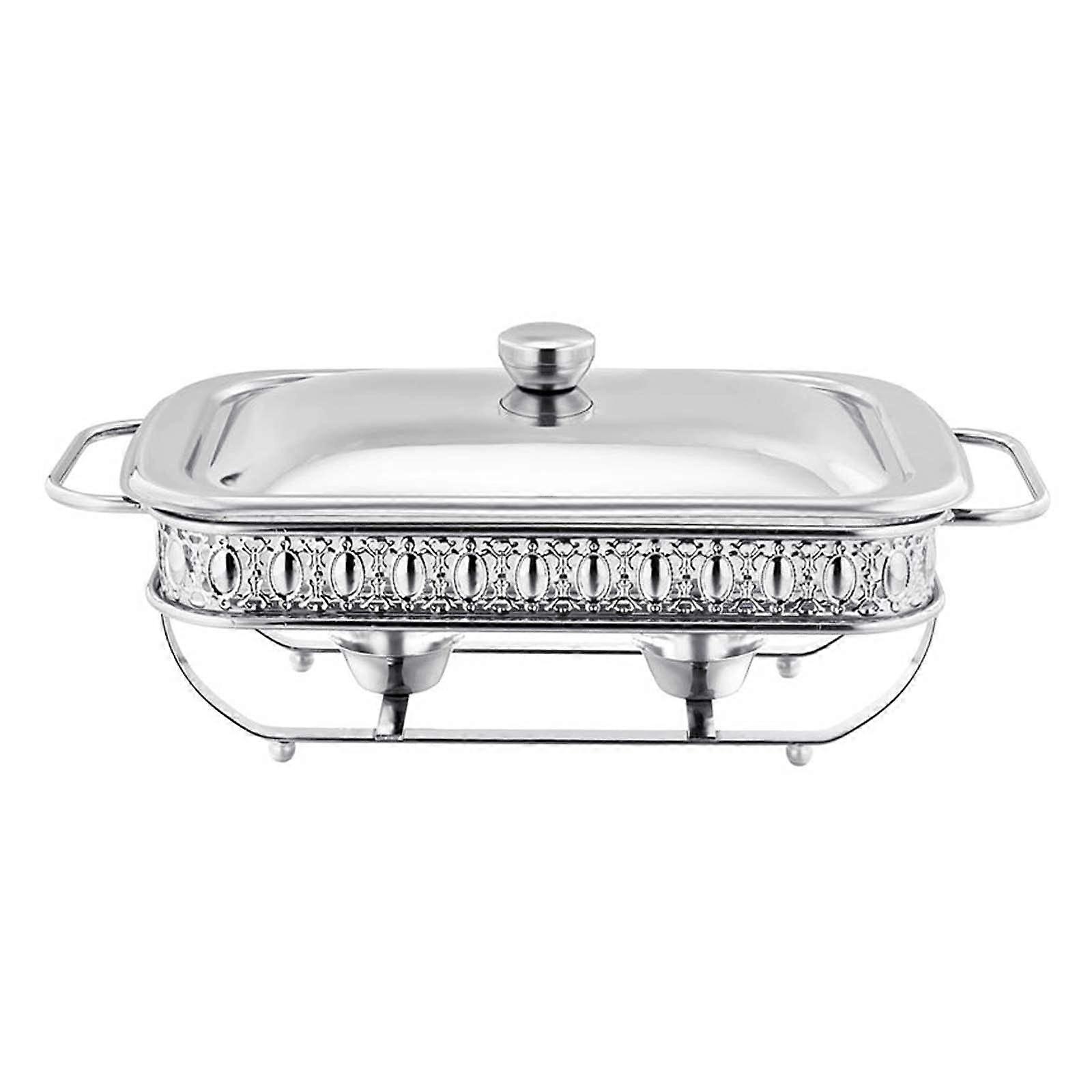 Rectangular Chafing Dish Set, Stainless Steel with Lid, for Buffet Catering, Silver