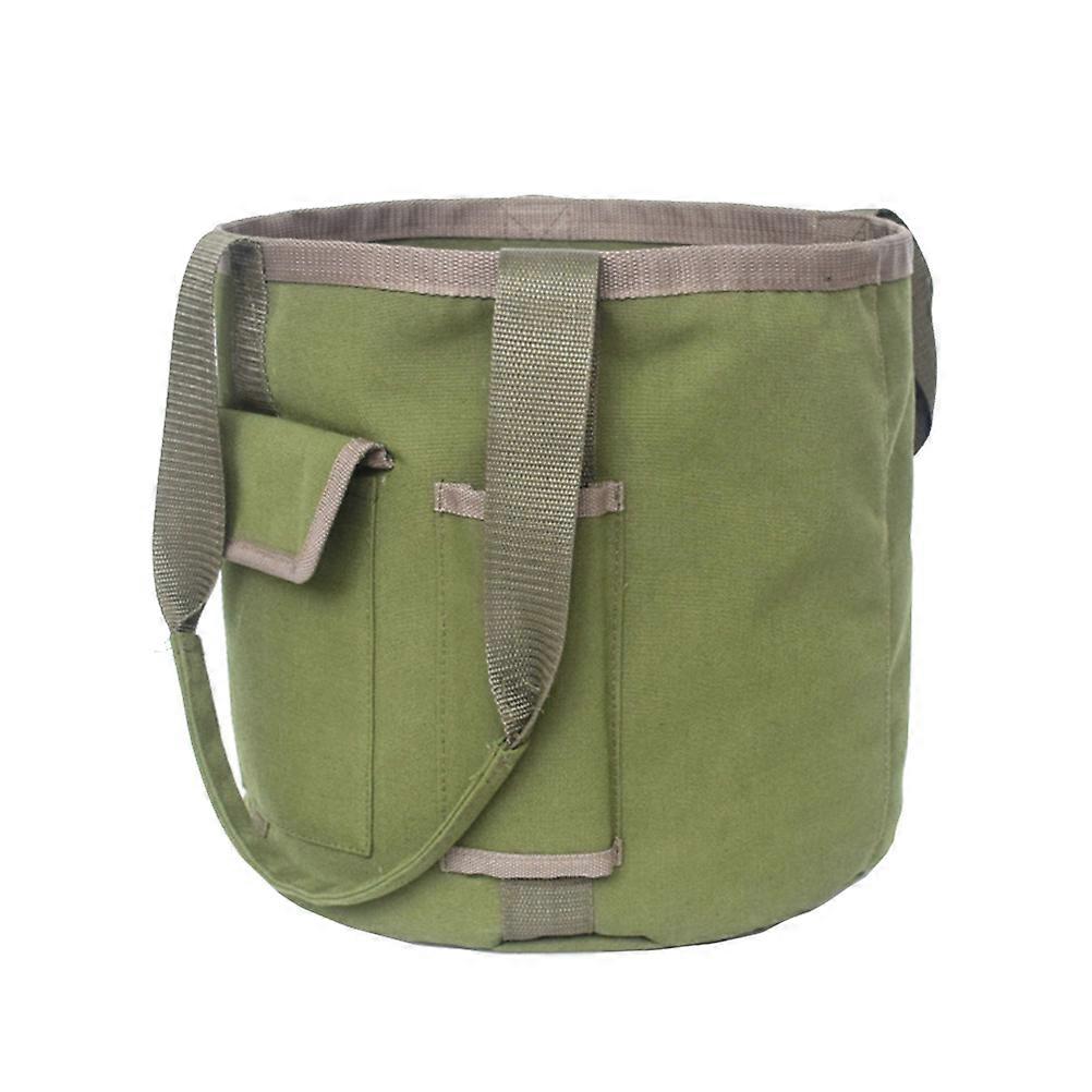 Garden Tool Carrying Bag Gardening Tools Bucket Bag Waterproof Canvas Tool Organizer for Gardeners Dark Green 31x31cm 1Pcs