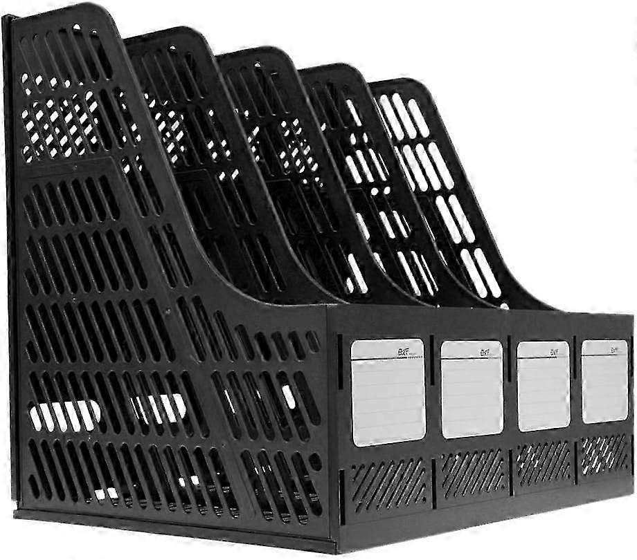 Black Polypropylene Storage Box with 4 Compartments - A4 Document Filing and Storage