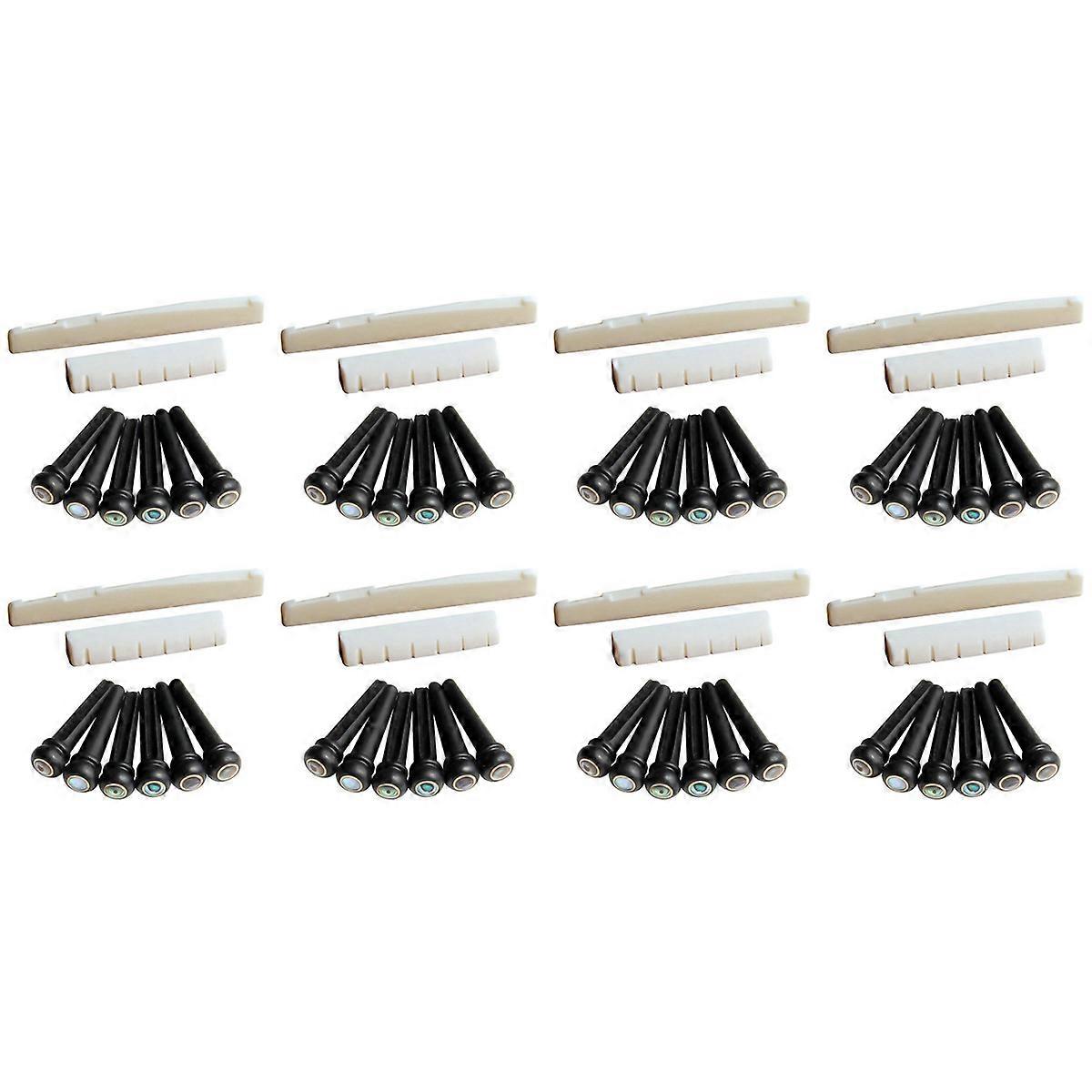 Guitar Bridge Saddle and Nut and 6pcs Guitar Bridge Pins White+Black