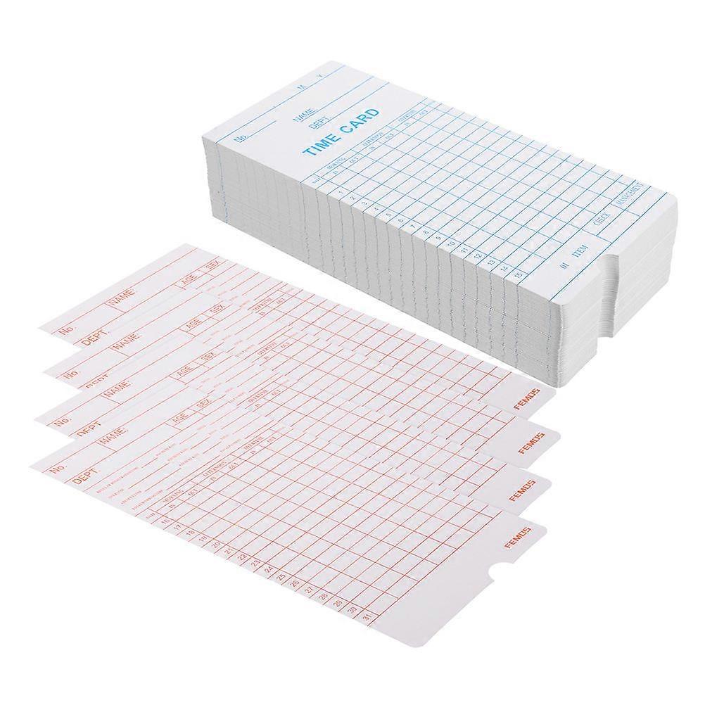 100pcs Clear Management Attendance Recorder Cards Daily Monthly Clock In Sheets Versatile Paper Timecards for Offices Restaurants Hotels