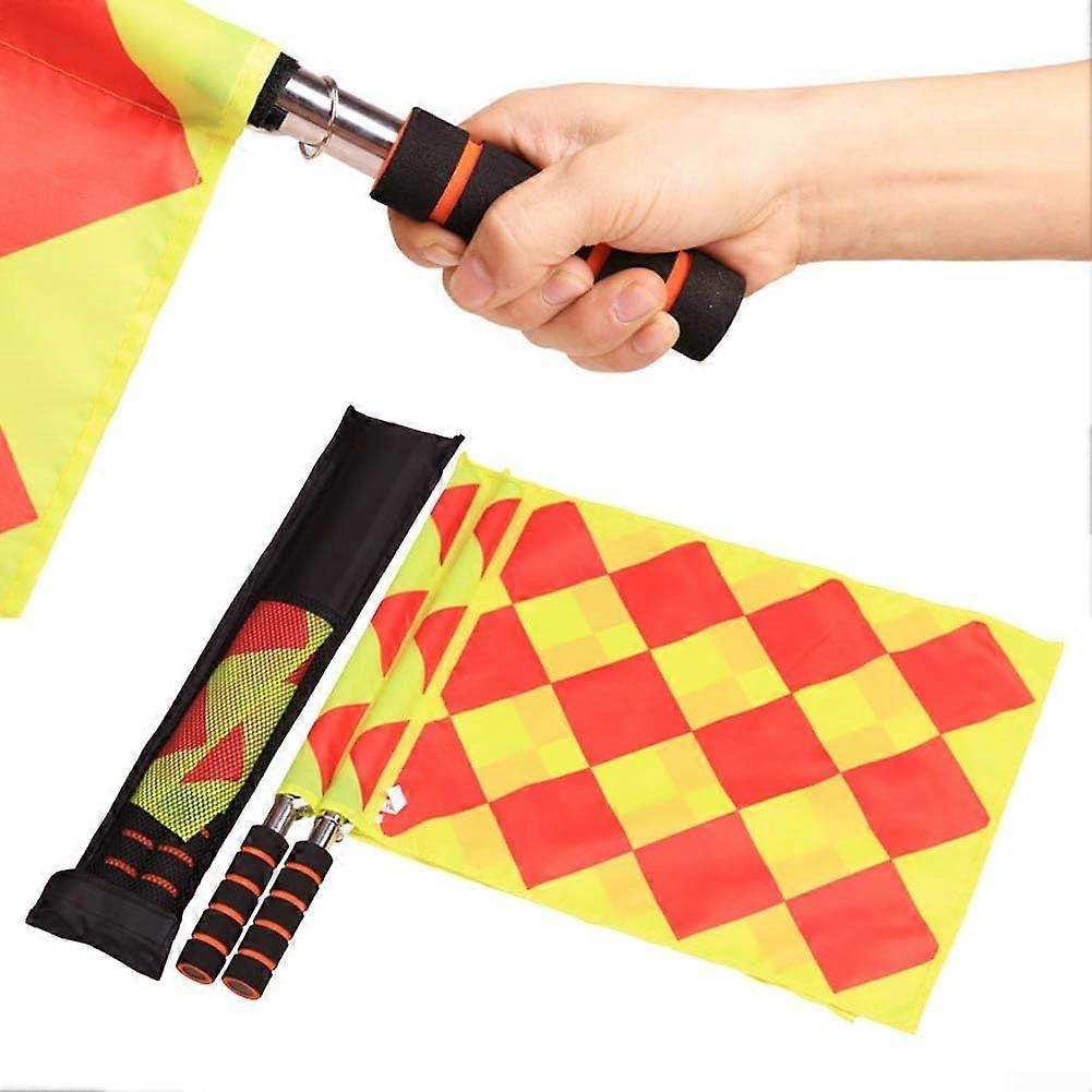 Set of 2 Football Referee Flags with Comfortable Foam Grips for Game Officials Ref: 9563