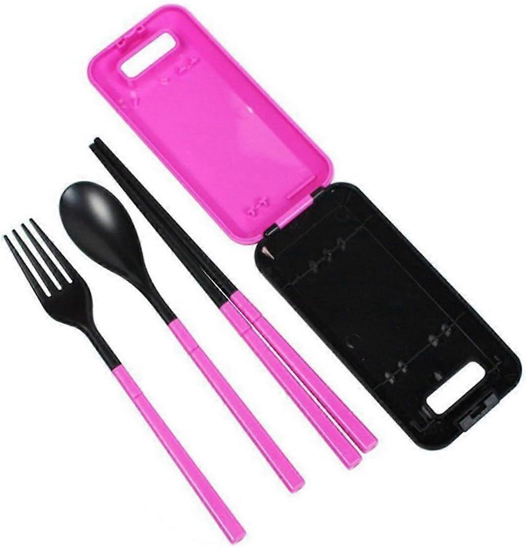Environmentally friendly tableware with box portable folding tableware outdoor fork spoon chopsticks tableware rose red
