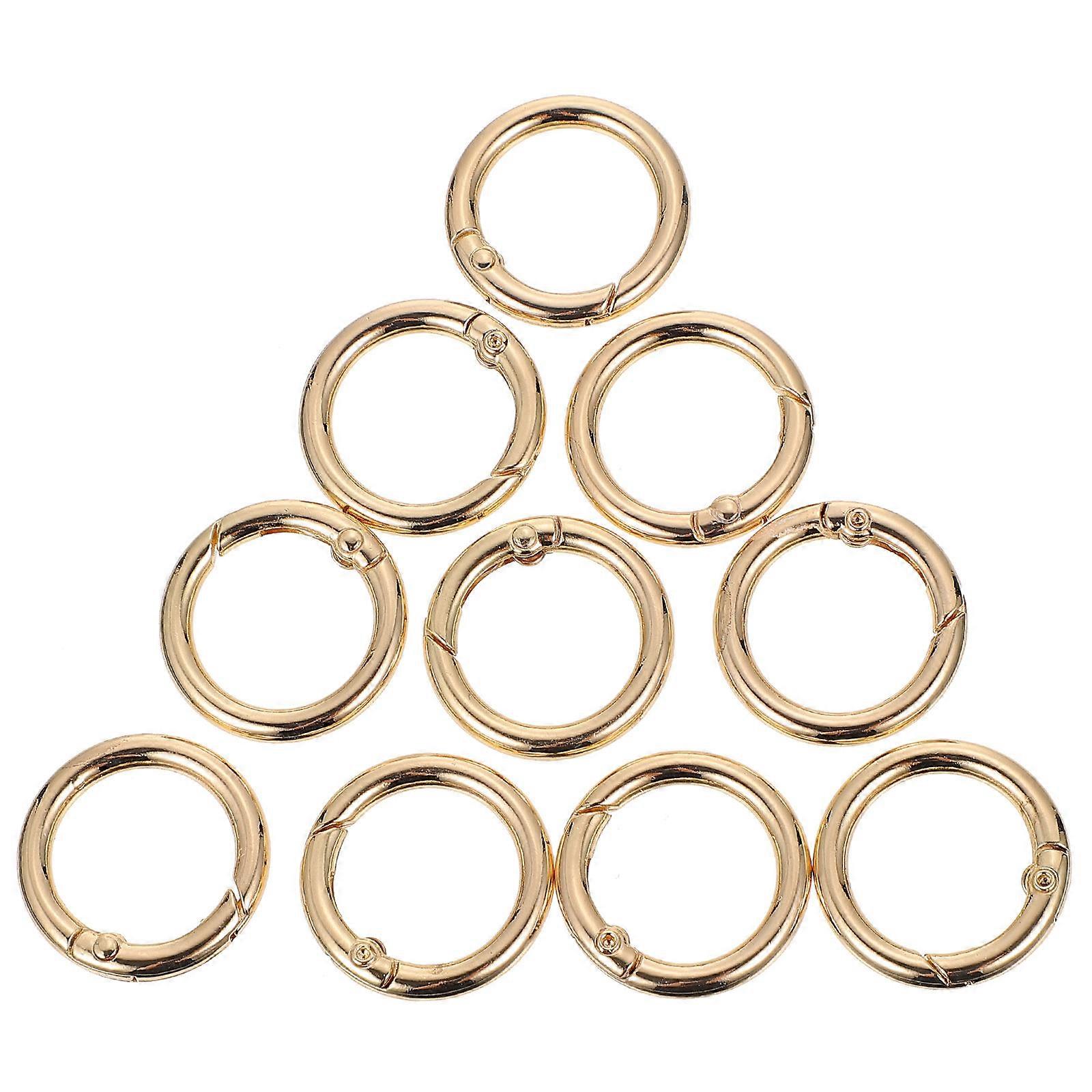 Golden Zinc Alloy Spring O-Ring Buckles for Handbags and DIY Projects 10 Pieces