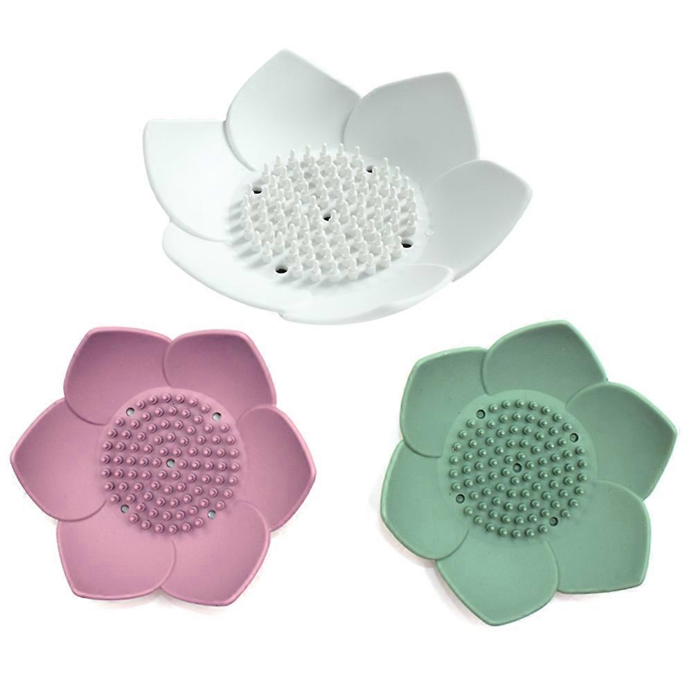 Soap Dish Holder White Petals Design Bathtub Use 12.5x12.5x3.6cm Draining 1Pcs