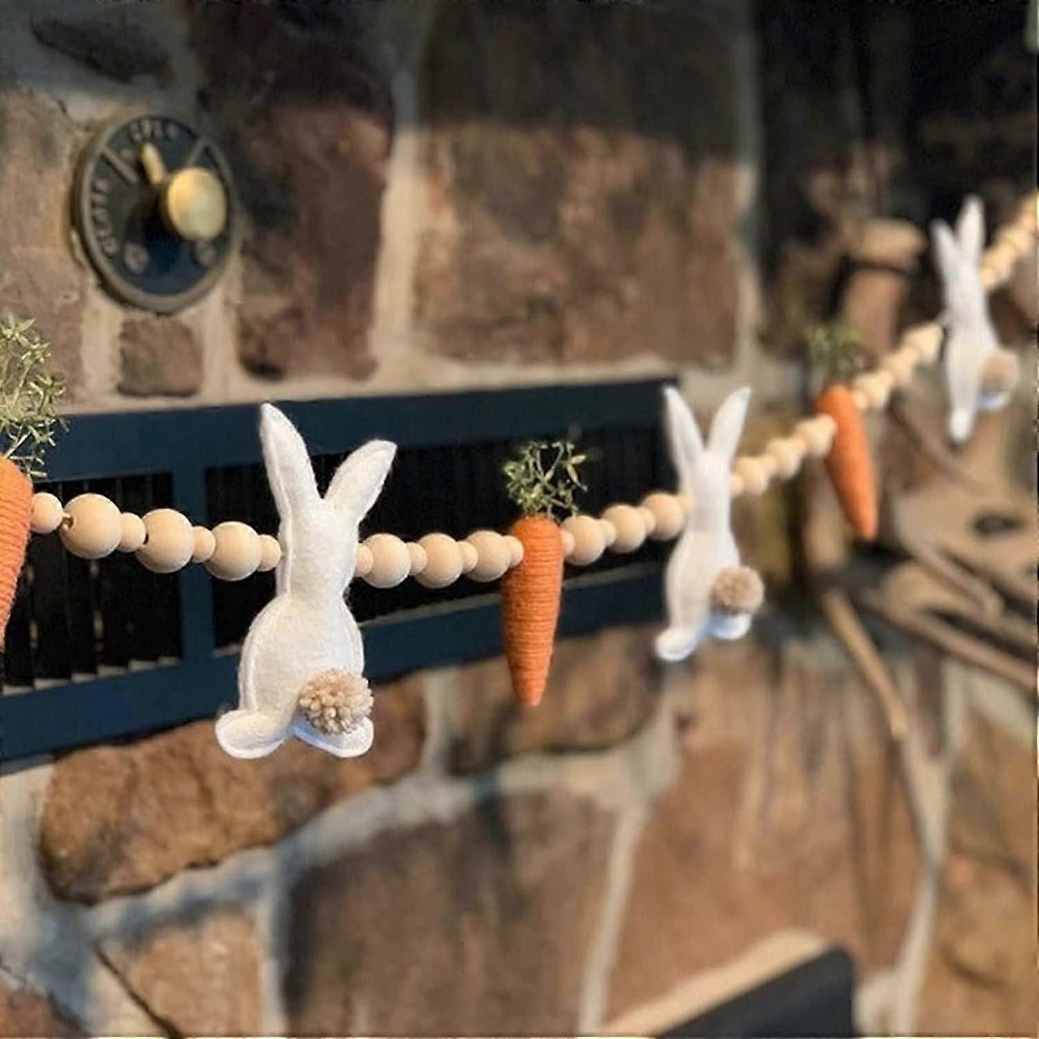 2025 Latest Model Easter Rabbit Carrot Eggs Garlands, Artificial Leaf Rabbit