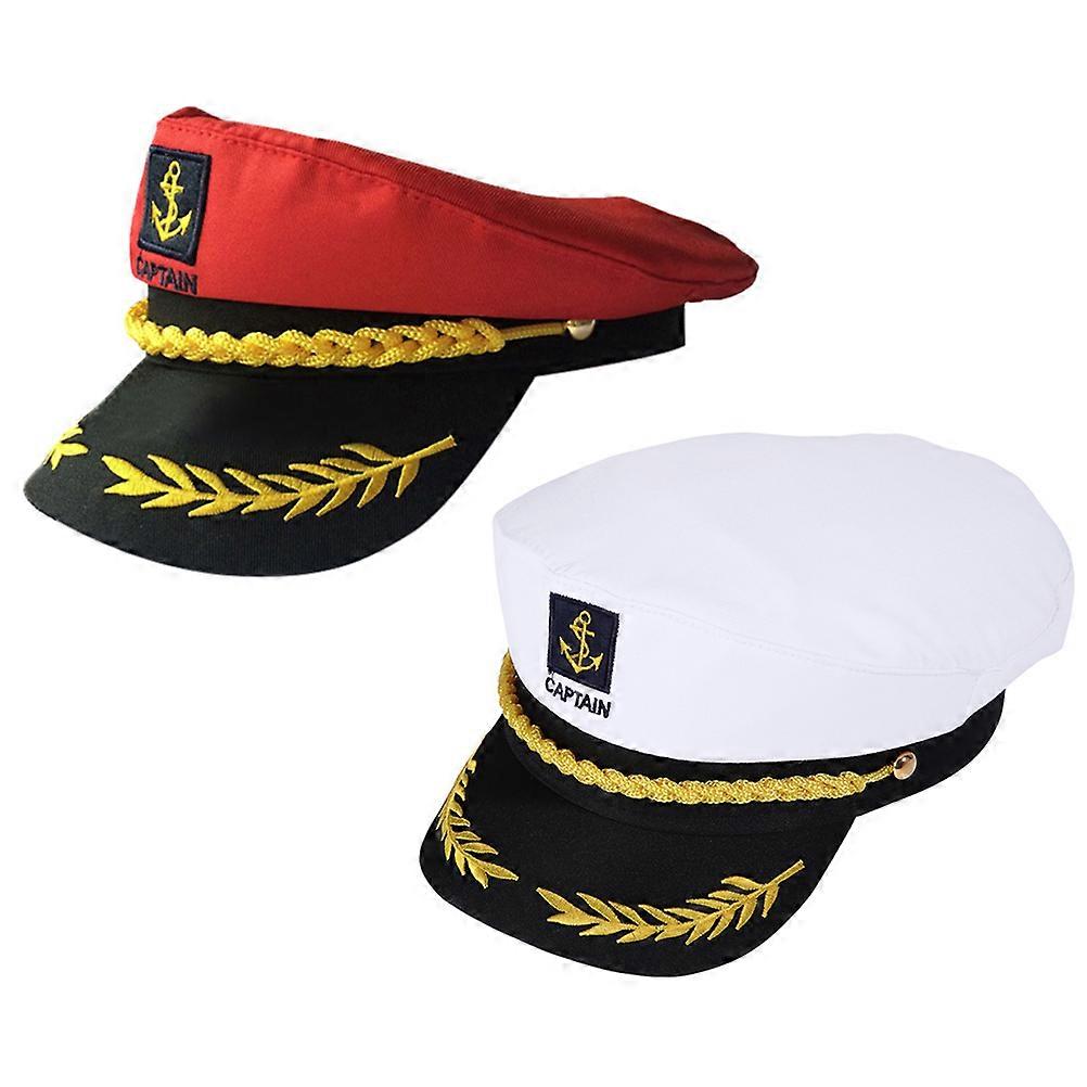 Vintage Embroidered Captain Hats for Cosplay, Outdoor Fun, Sailor Costume Accessories for Parties & Role Play Events (2pcs)