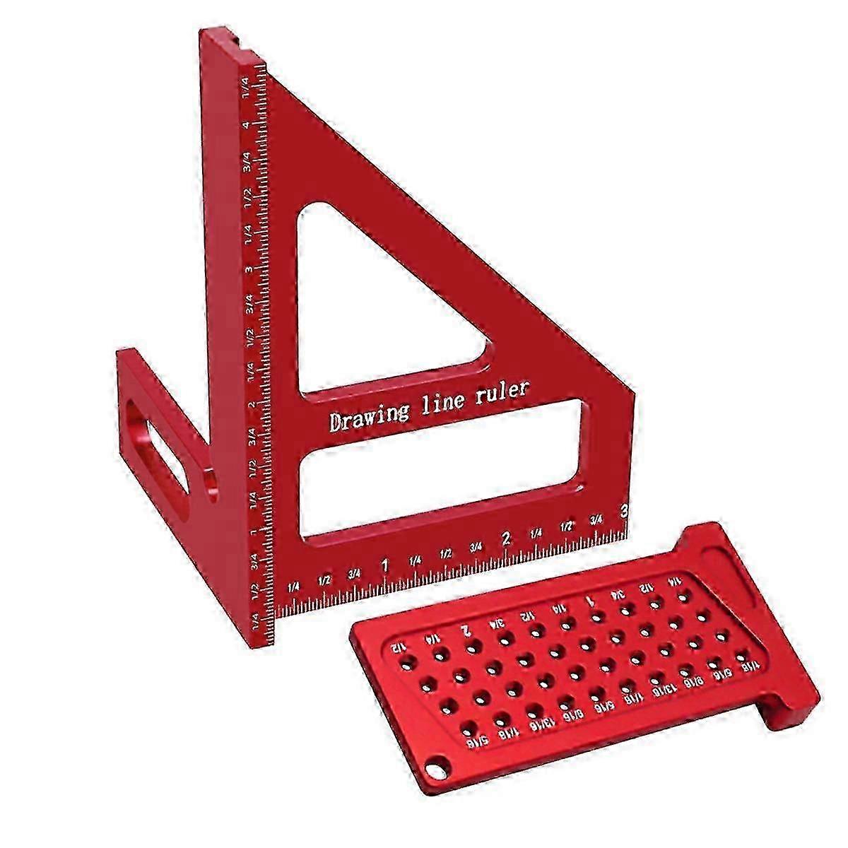 2Pc Woodworking Scriber Square Protractor Kit - Multi-Angle Miter Triangle Ruler and T-Square Tool
