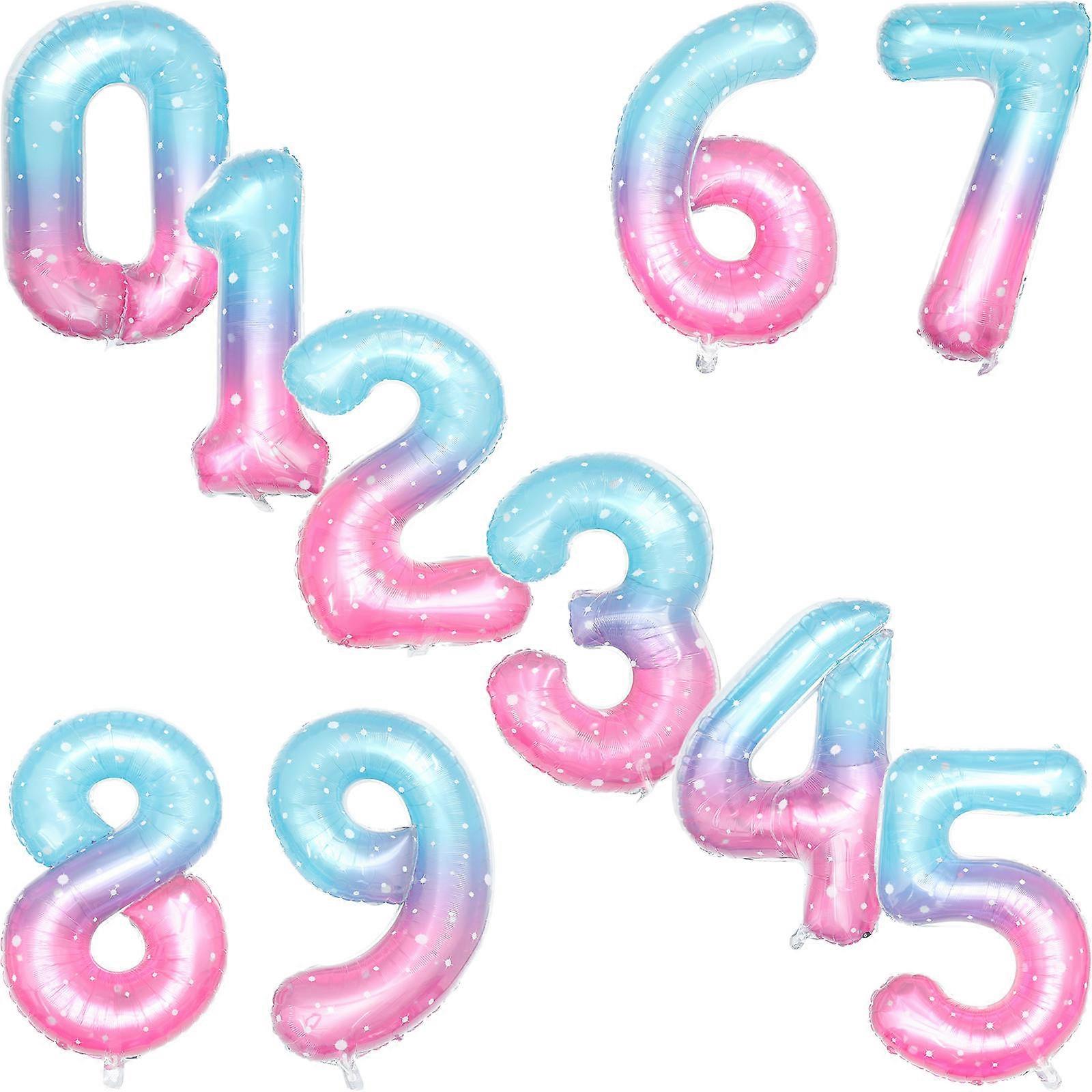 Number Balloons Decor Large Aluminum Foil Balloons Starlight Gradient 40 Inches Photo Prop 10Pcs