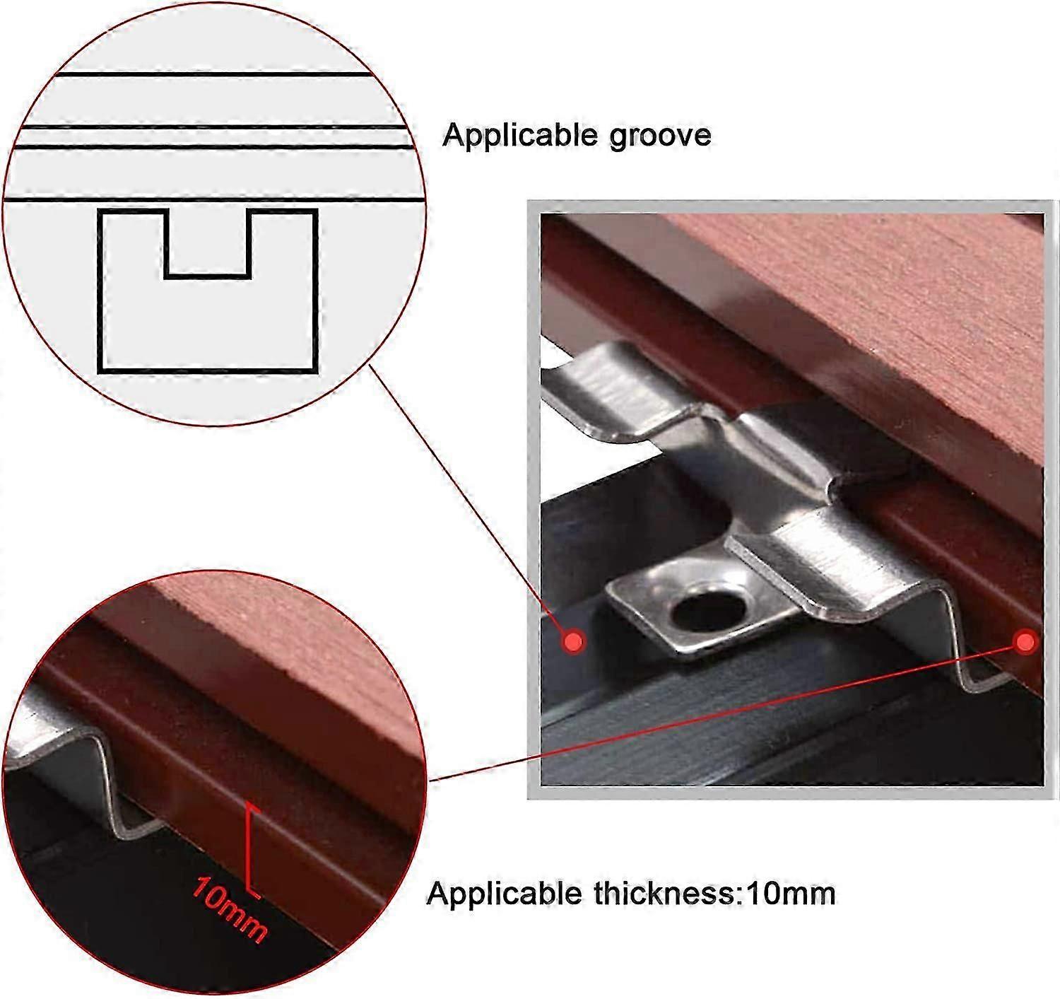 100 Pack Composite Deck Fixing Clips with Stainless Steel ScrewsHeight 1cm