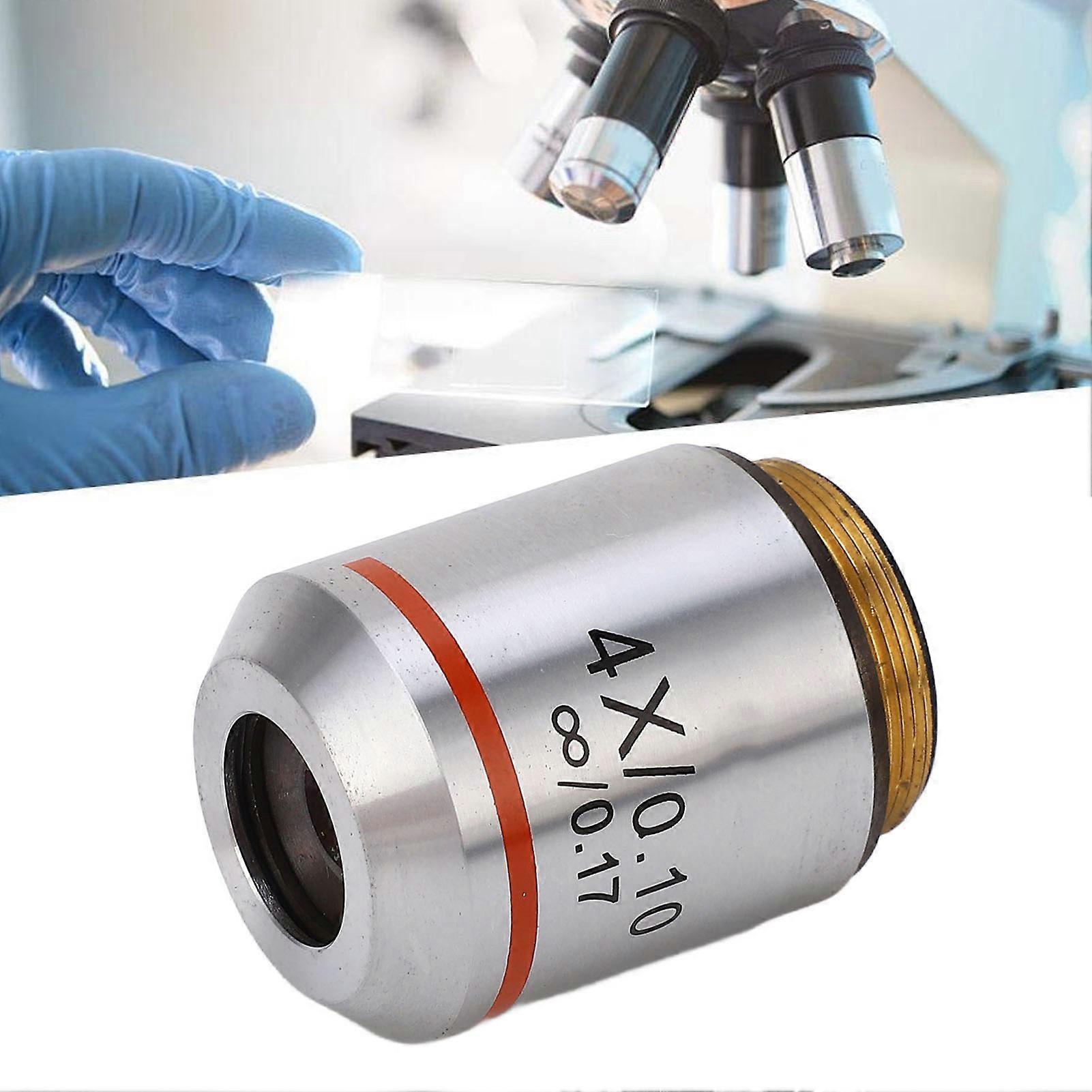 4X Objective Lens Parallel Optical Infinite Objective Replacement Microscope Accessory RMS Thread