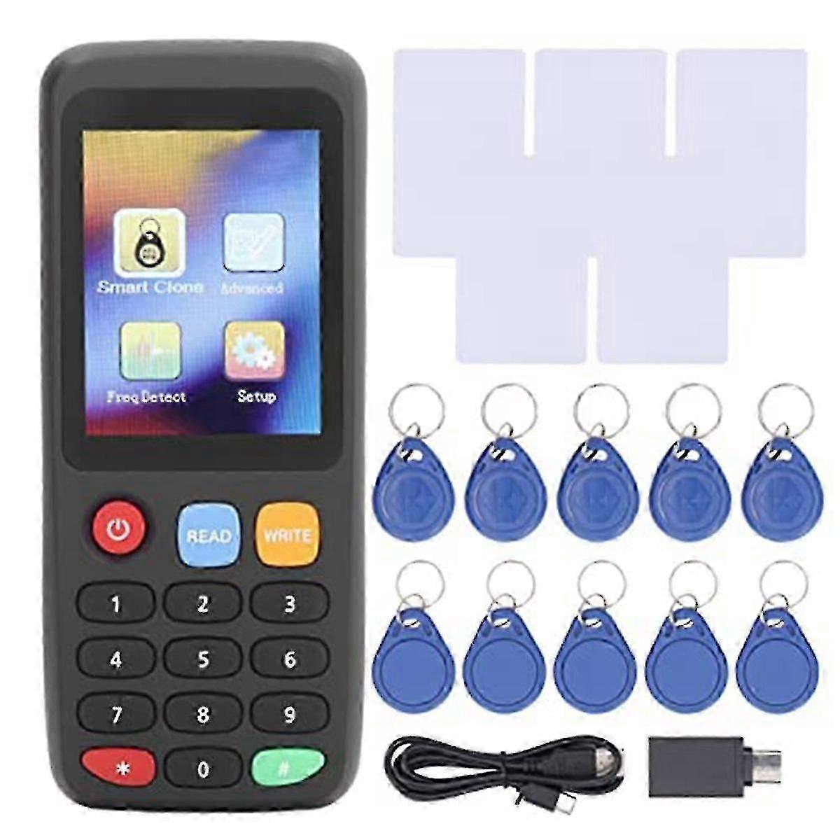 Lettore di schede NFC, duplicatore di copiatrice di schede RFID per carta d'identità IC, fotocopiatrice RFID per smart card con schermo a colori Set 3