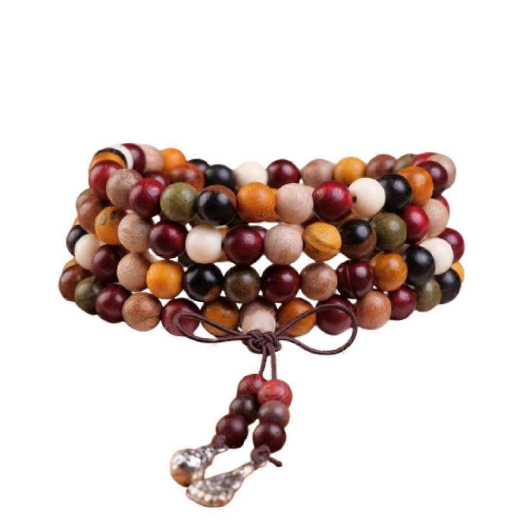 108 Bead Multi-Gemstone Mala Bracelet - Amethyst, Carnelian, Agate Natural Stones for Chakra Healing & Energy