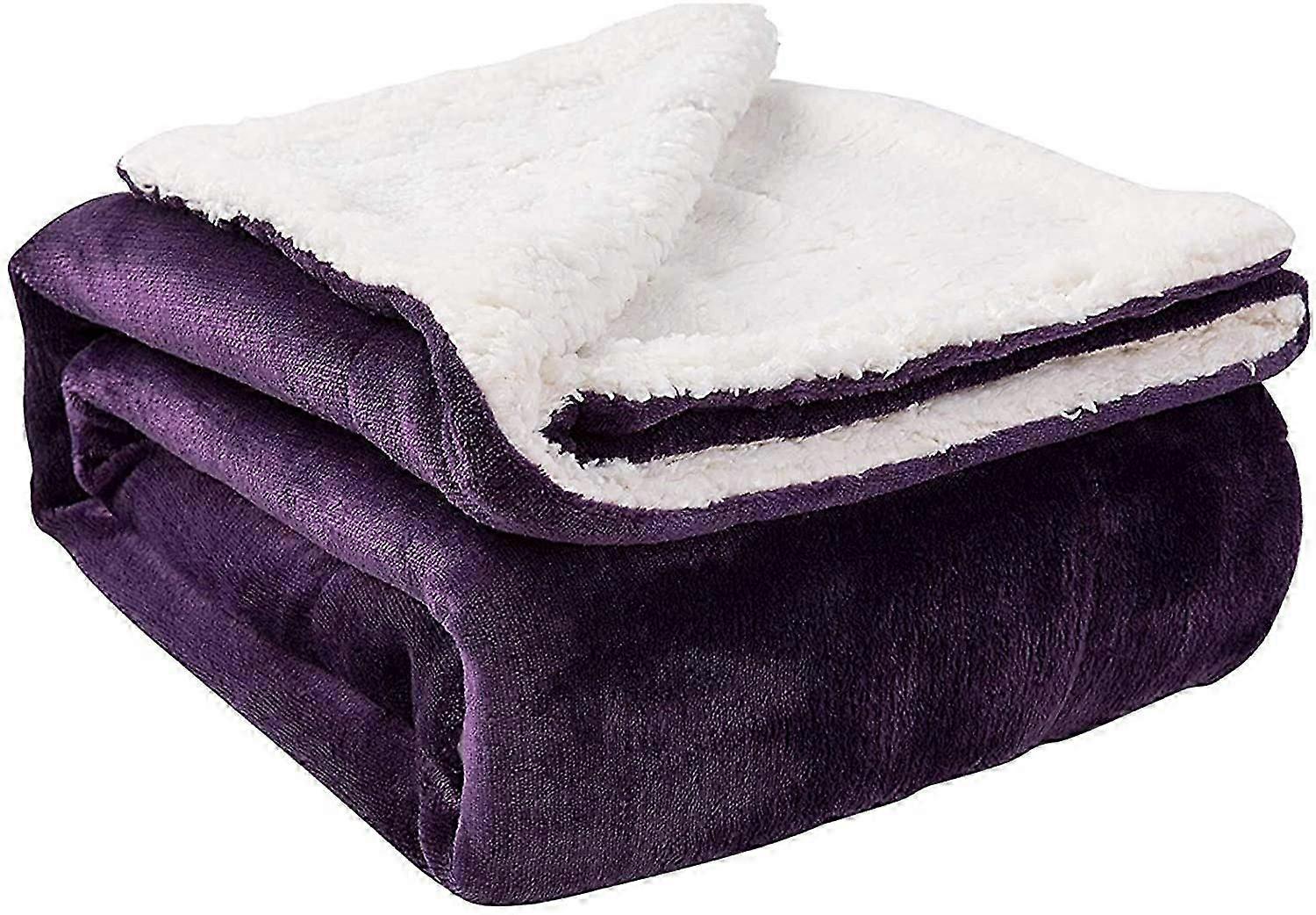 Reversible Sherpa Flannel Blanket - Super Soft and Lightweight for Beds