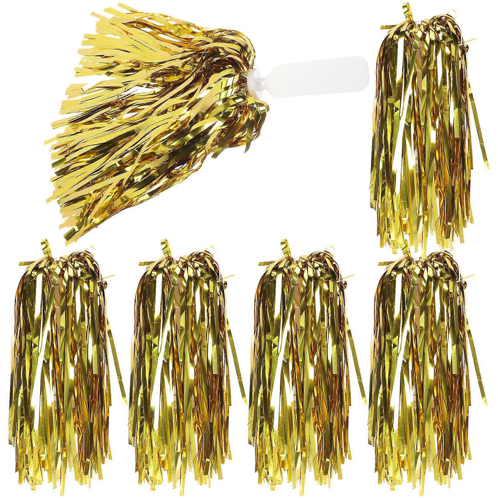 Poms Reusable Cheerleading Hand Flower Balls Golden 35x9cm For Match 6Pcs