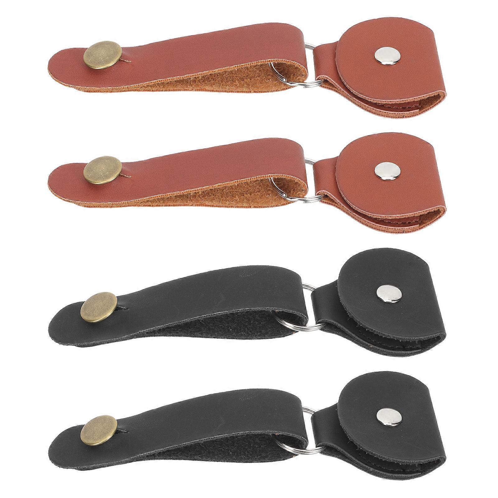 4pcs Durable Guitar Neck Strap with Pick Container Universal Headstock Strap for Acoustic Guitar, Classic Colors, Essential Accessory for Musicians
