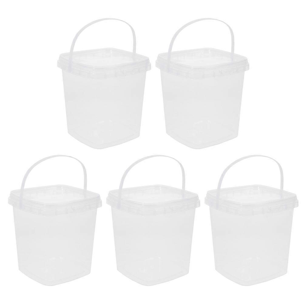 Ice Cream Bucket Transparent Bucket with Lid Home Use 4.72x4.72x4.52in 5Pcs