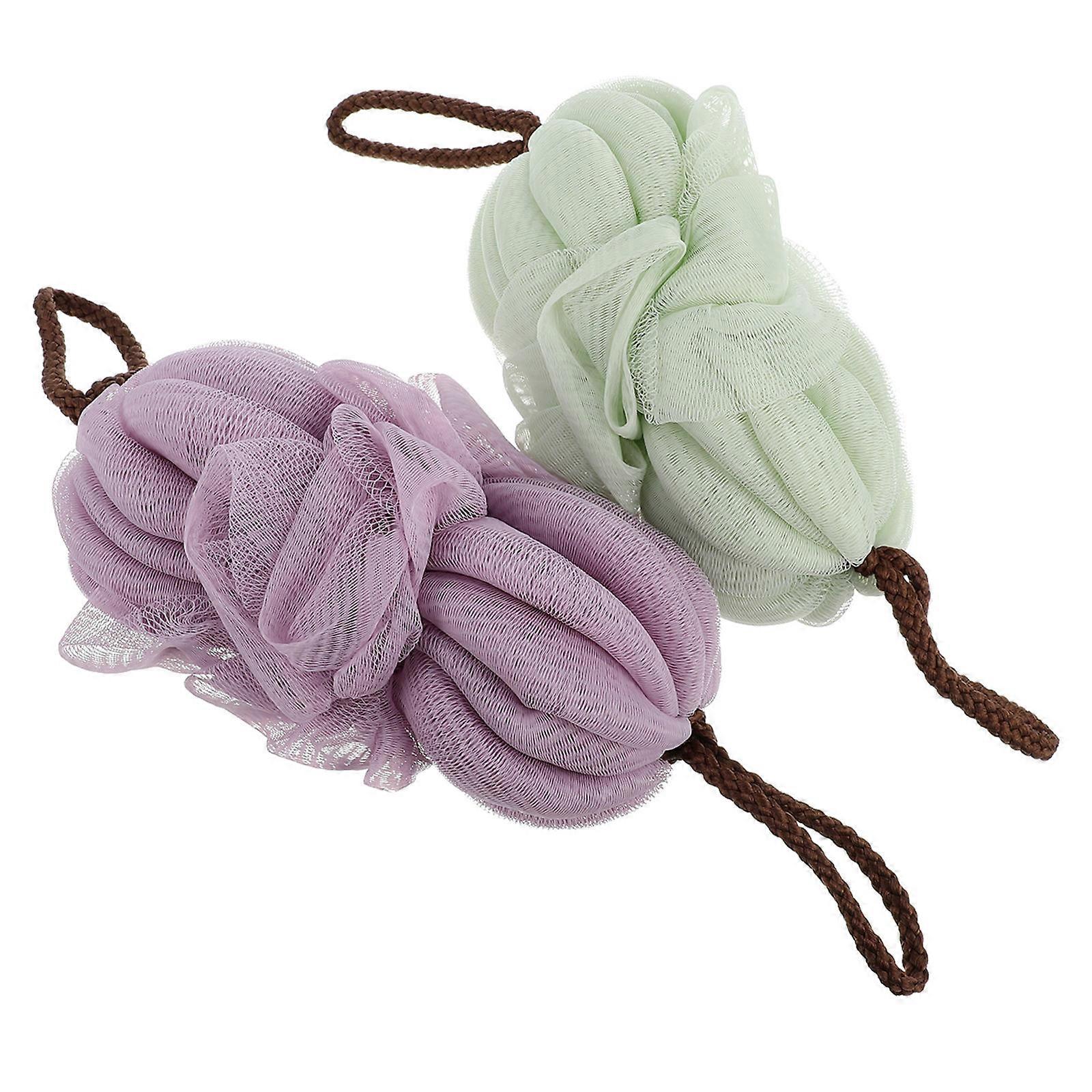 Bathing Accessories Durable Bath Mesh Puff Sponge Back Scrubber Cleaning Hard-to-reach Areas Assorted Color 21x9.5cm 2Pcs
