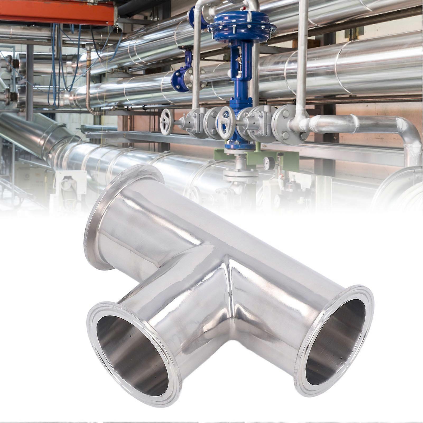 Triple Clamp Tee 3 Way 304 Stainless Steel Hose Pipe Fitting Connector for Pipeline 51 