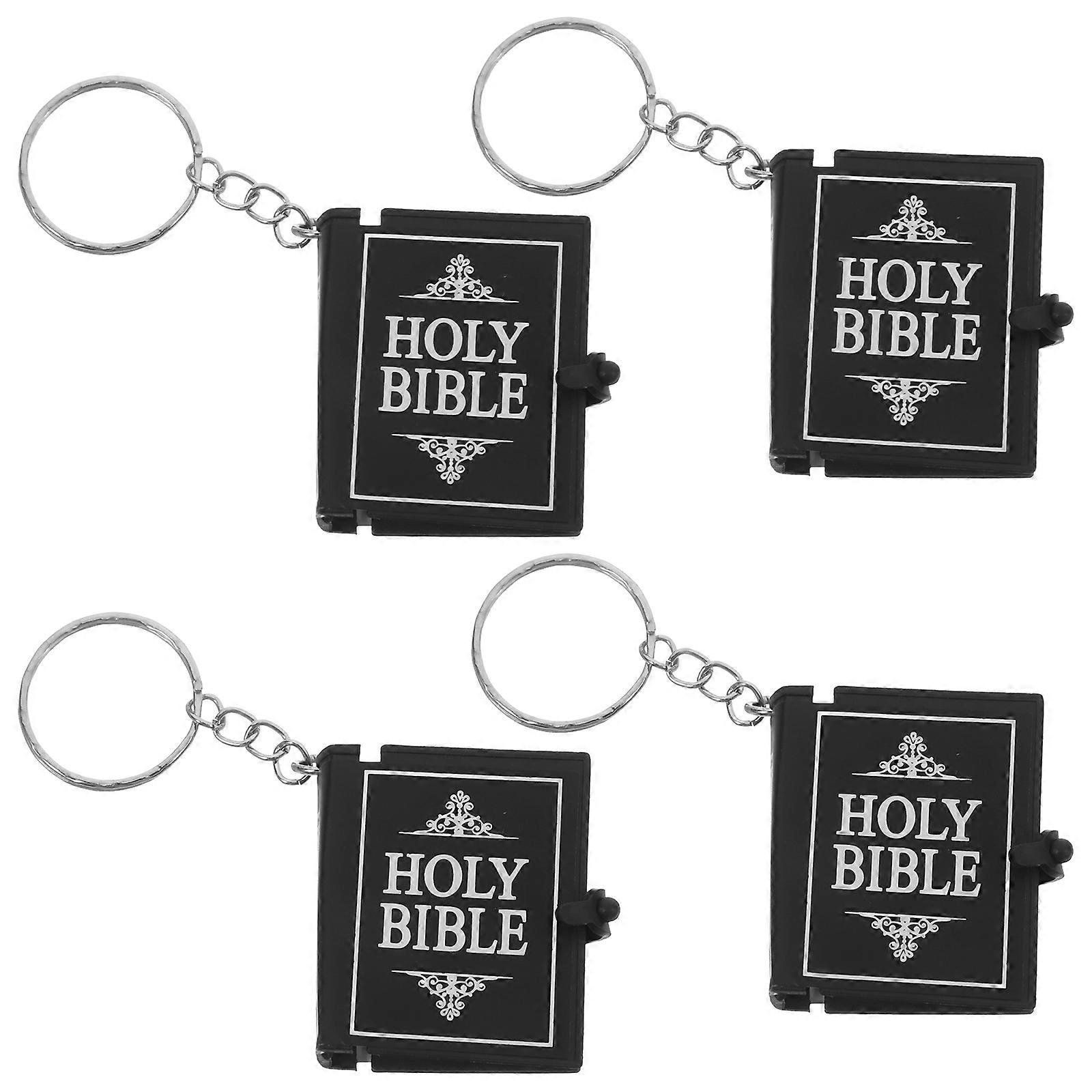 Miniature Bible Keychain Religious Keyring For Daily Use And Special Occasions In Black Zinc Alloy