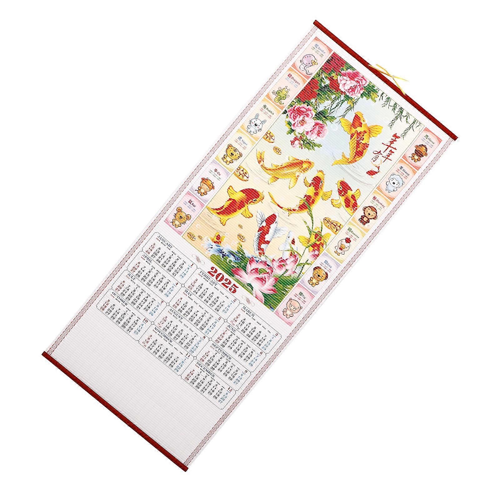Snake Year Wall Calendar Decorative Monthly Planner with Chinese Zodiac Design for Home and Office