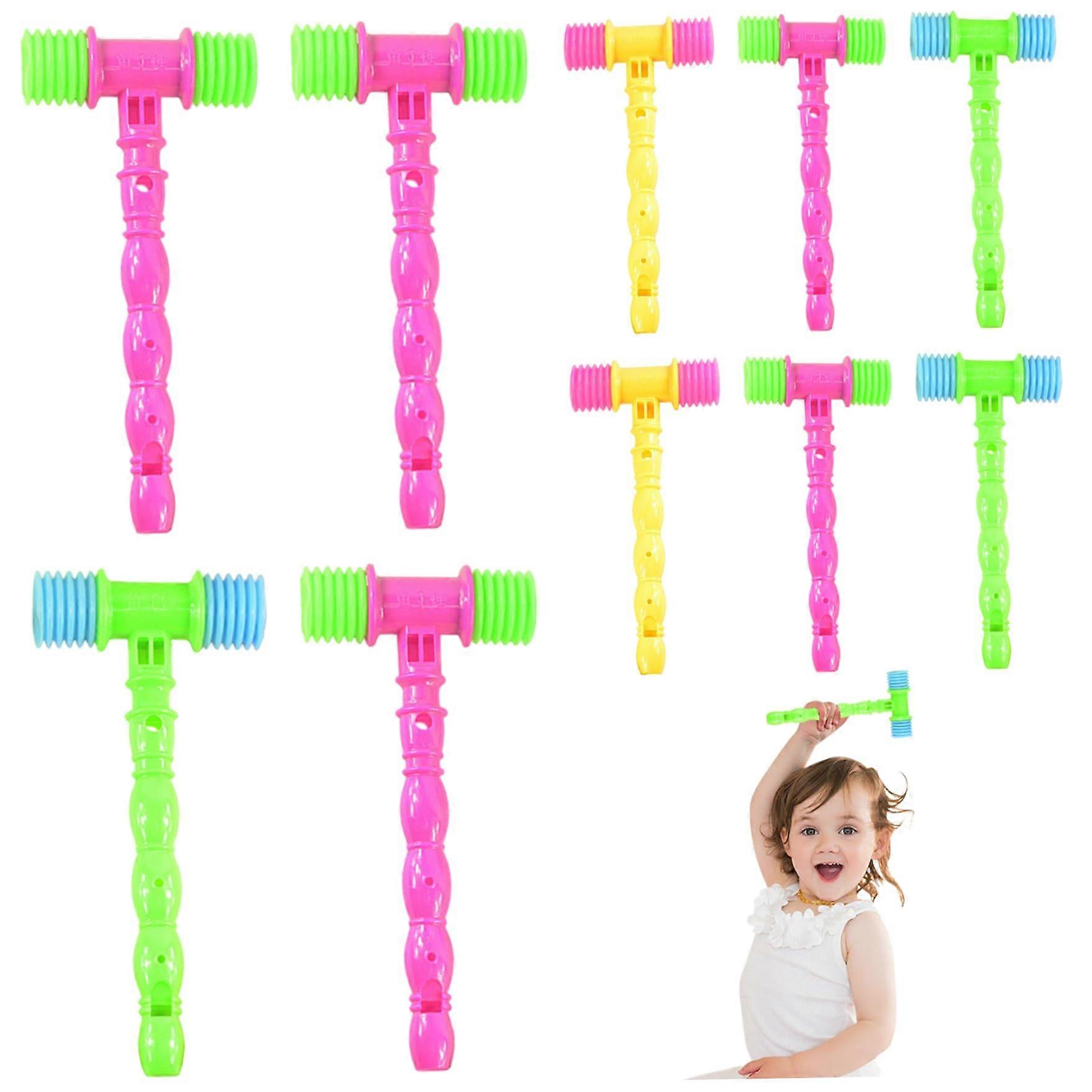 Squeaky Hammer Toy 4x9 Inch Cartoon Thick Plastic Interactive Toy with Sound for Party Games Pack of 10