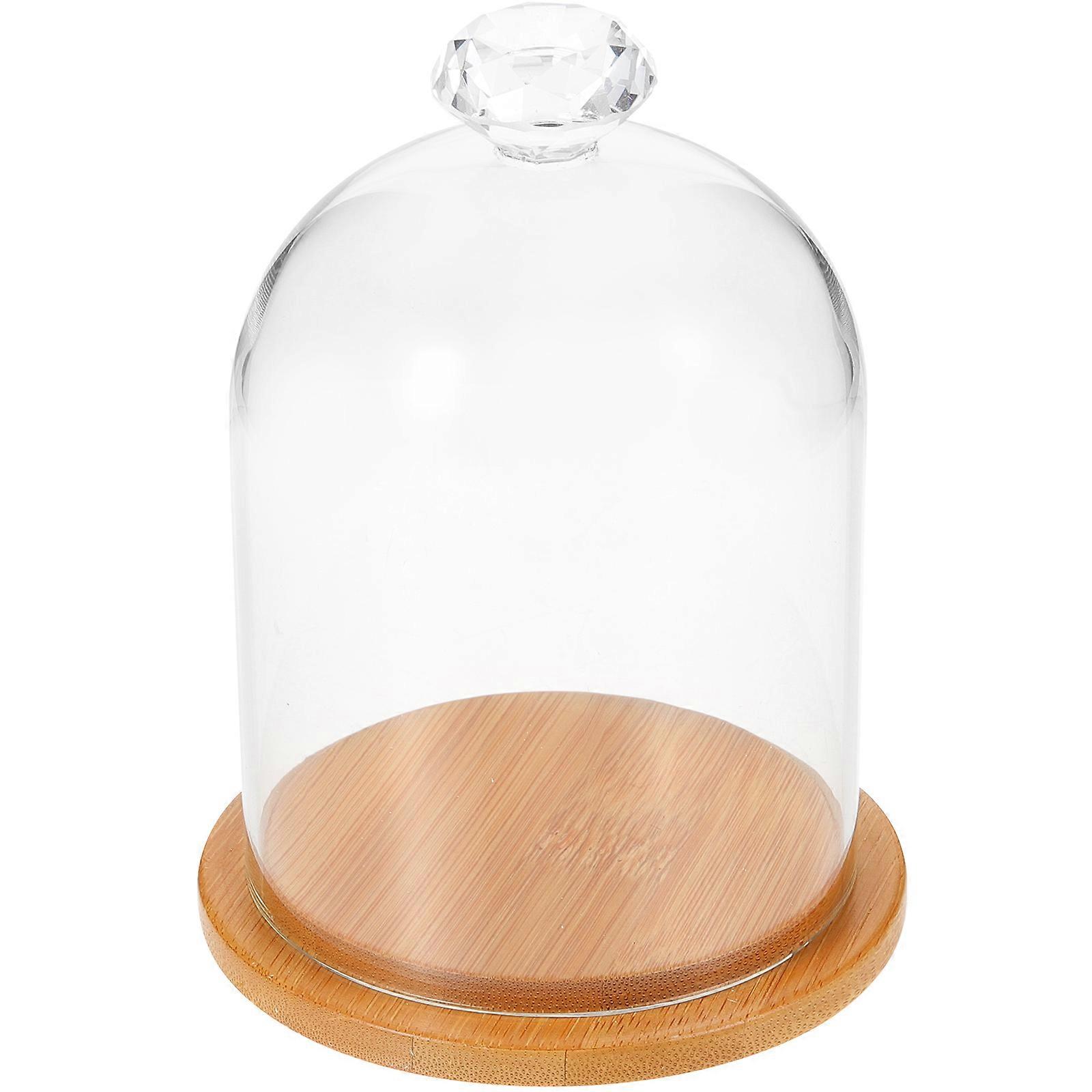Figure Display Case Glass Dome with Base for Table Decorative Case 14x10.5cm 1Pcs
