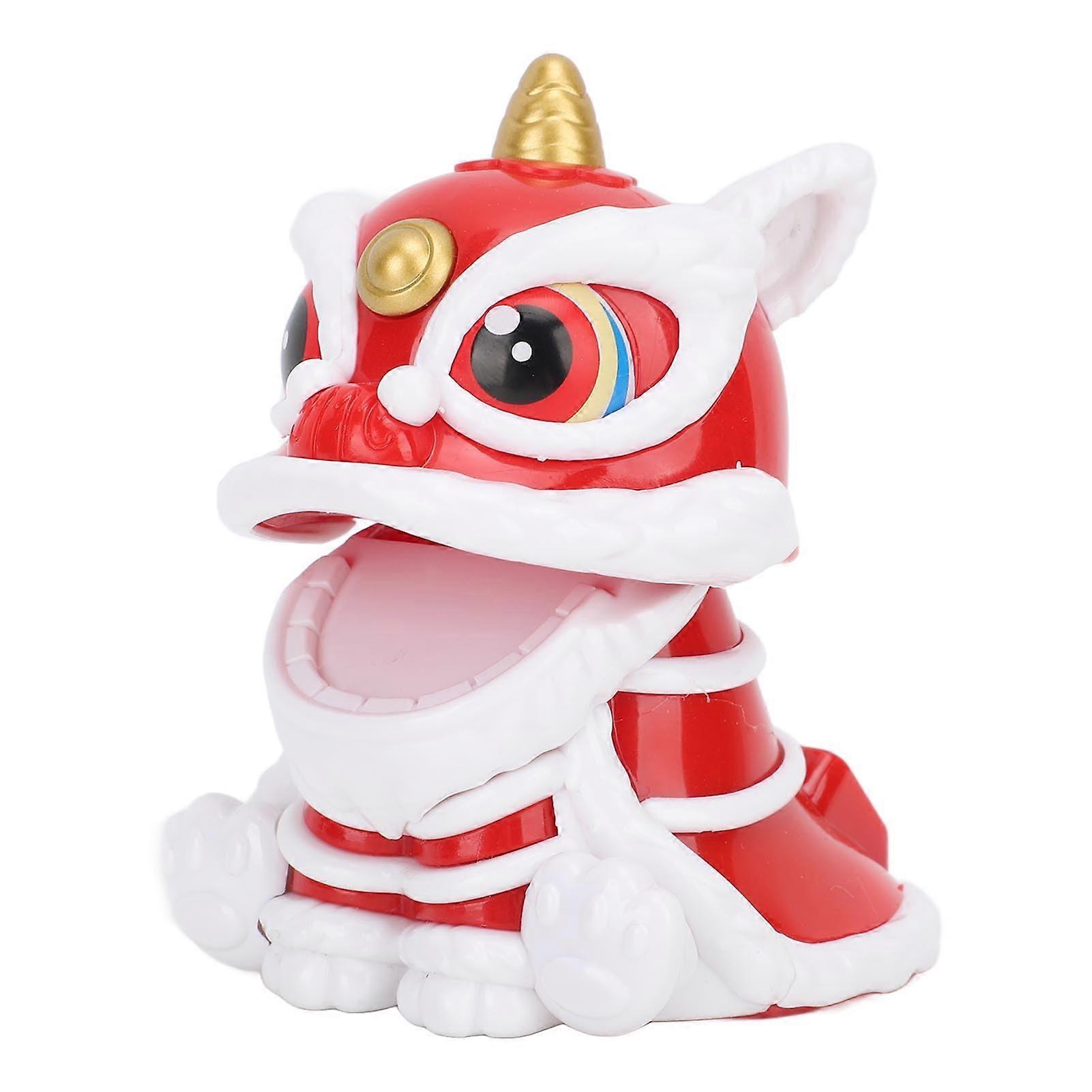 Solar Wake-up Lion Decoration, Automatic Nod Car Ornament, Auspicious Red Happy Lion Figurine for Home and Vehicle
