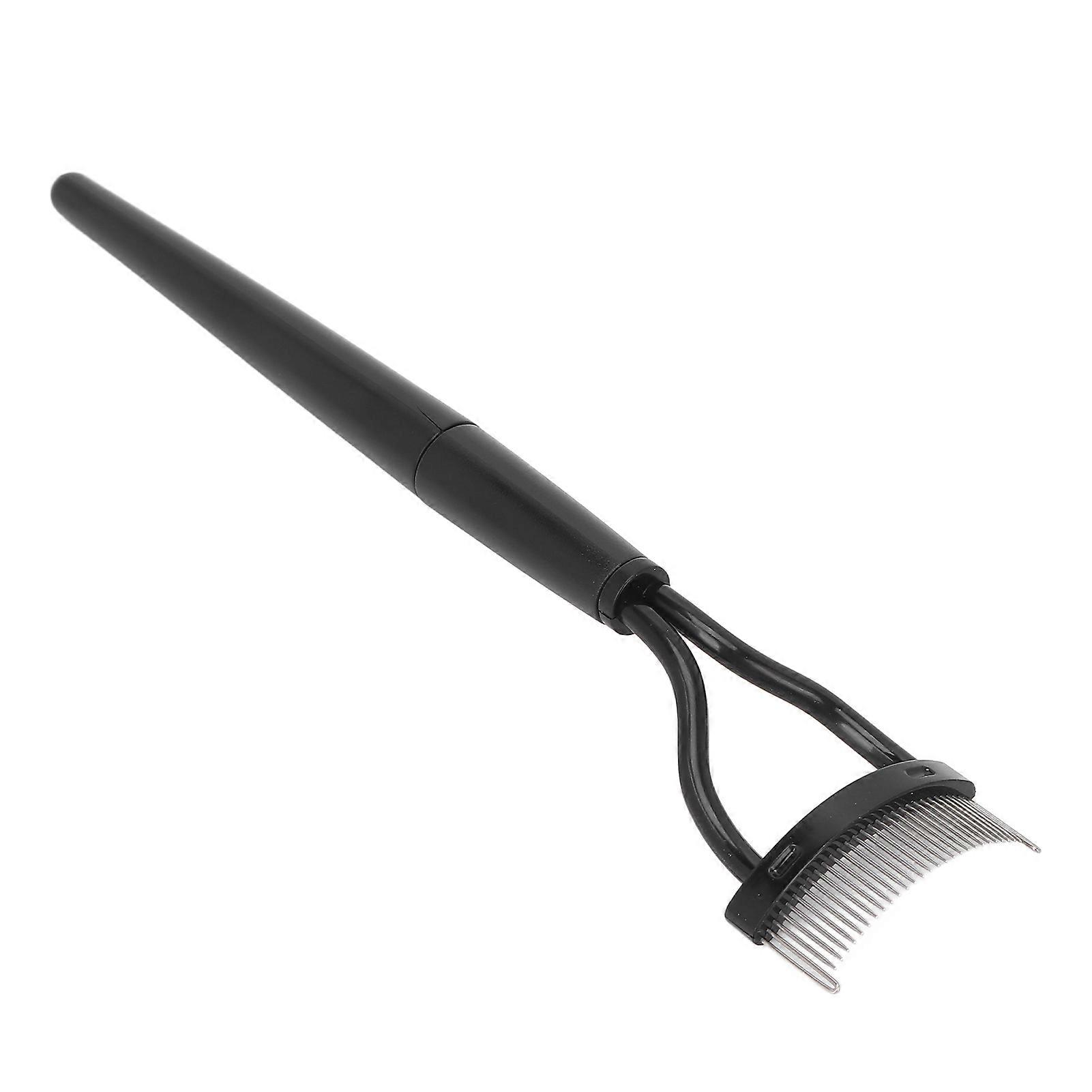 Eyelash Comb Folding Reusable Stainless Steel Eyelash Separator with Cover Cosmetic Tool Black