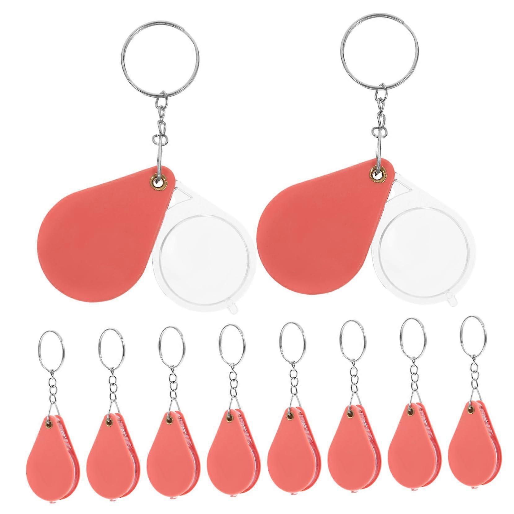 Portable Folding Magnifying Mirror, Reading Magnifier, Magnifying Lens, Orange Alloy