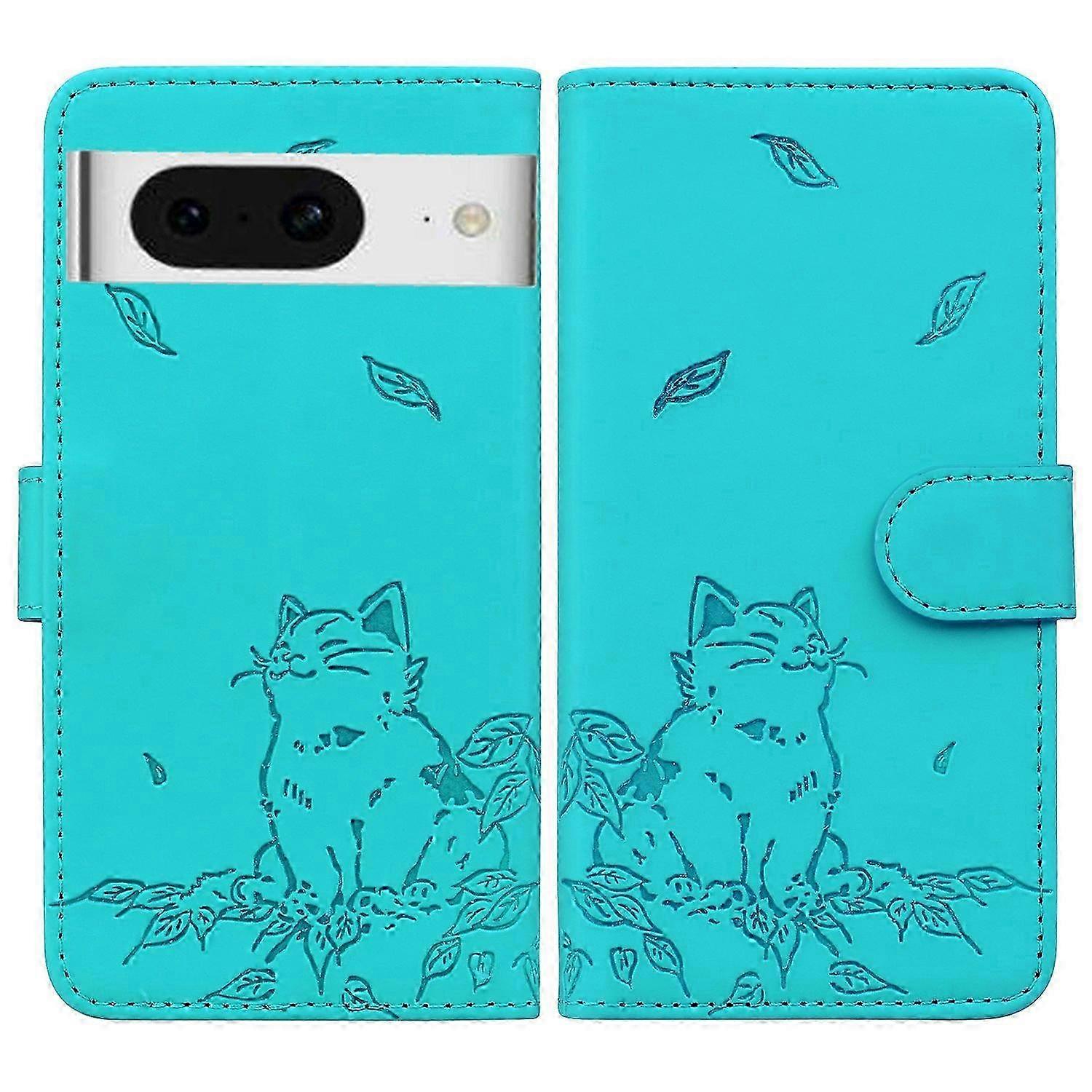 For Google Pixel 8 Case Wallet Cat Pattern Imprinted Leather Phone Cover